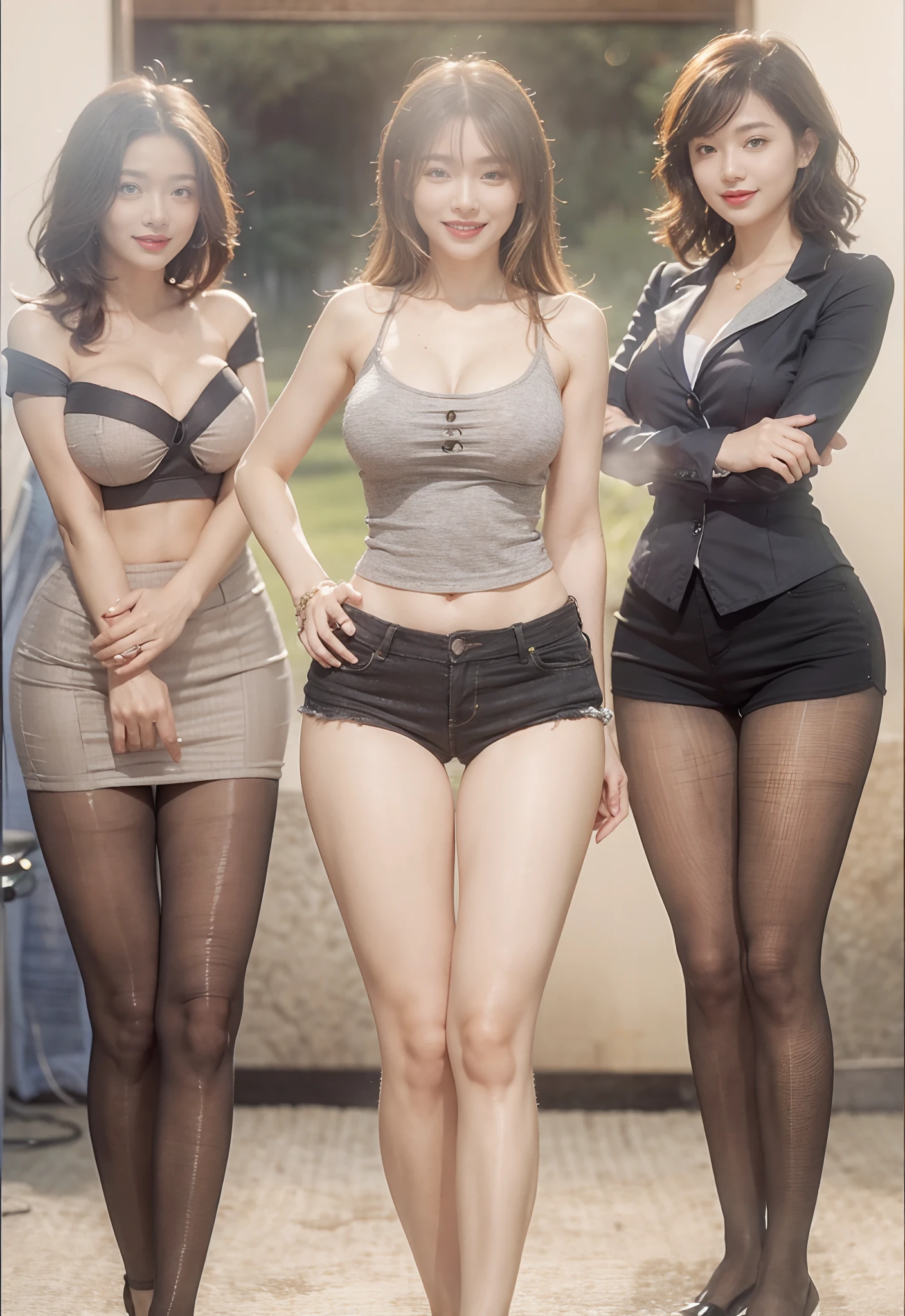 (Photorealistic:1.4), 8k raw photo, high res, best quality, masterpiece, meticulous detail, a hot beautiful woman, big breast, very long legs, big hips, full body, smiling
