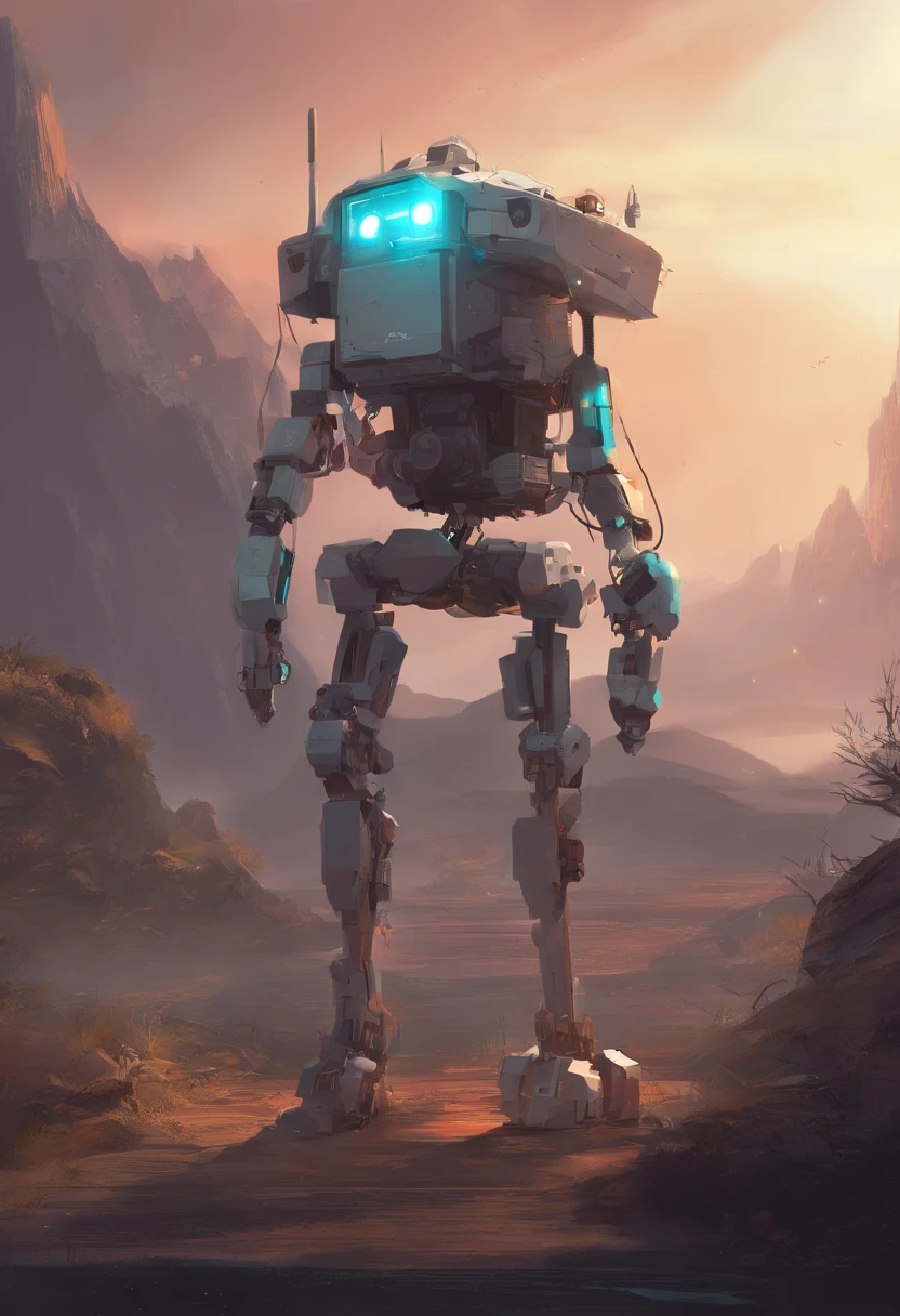 Draw an illustration of a futuristic exploration robot。The features are described below。
It has a hexagonal head with a small antenna.。
For thin and long arms々Tools are installed。
With feet with wheels、appearance々It is designed to cope with the terrain。
Equipped with LED lights to work in low light conditions。