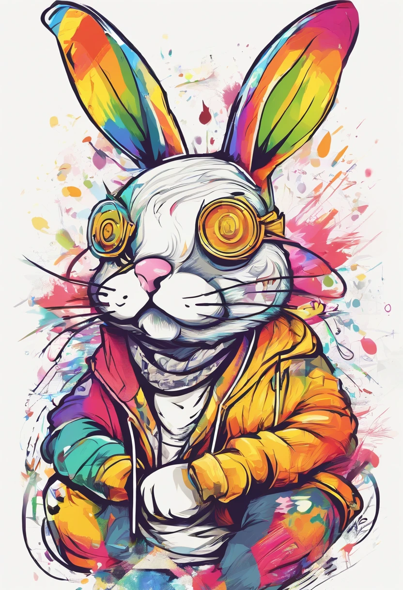 A drawing of a rabbit wearing goggles and a jacket - SeaArt AI
