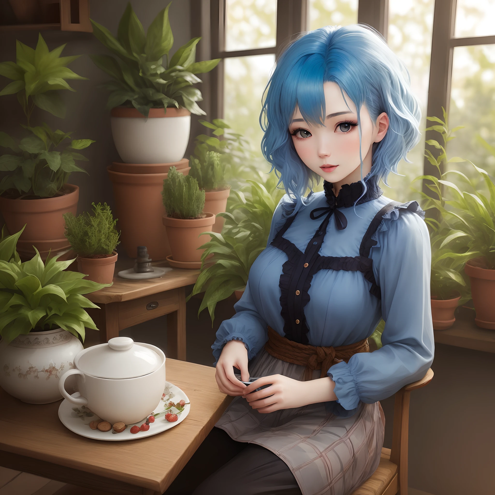 Cultivated woman　Blue-haired
