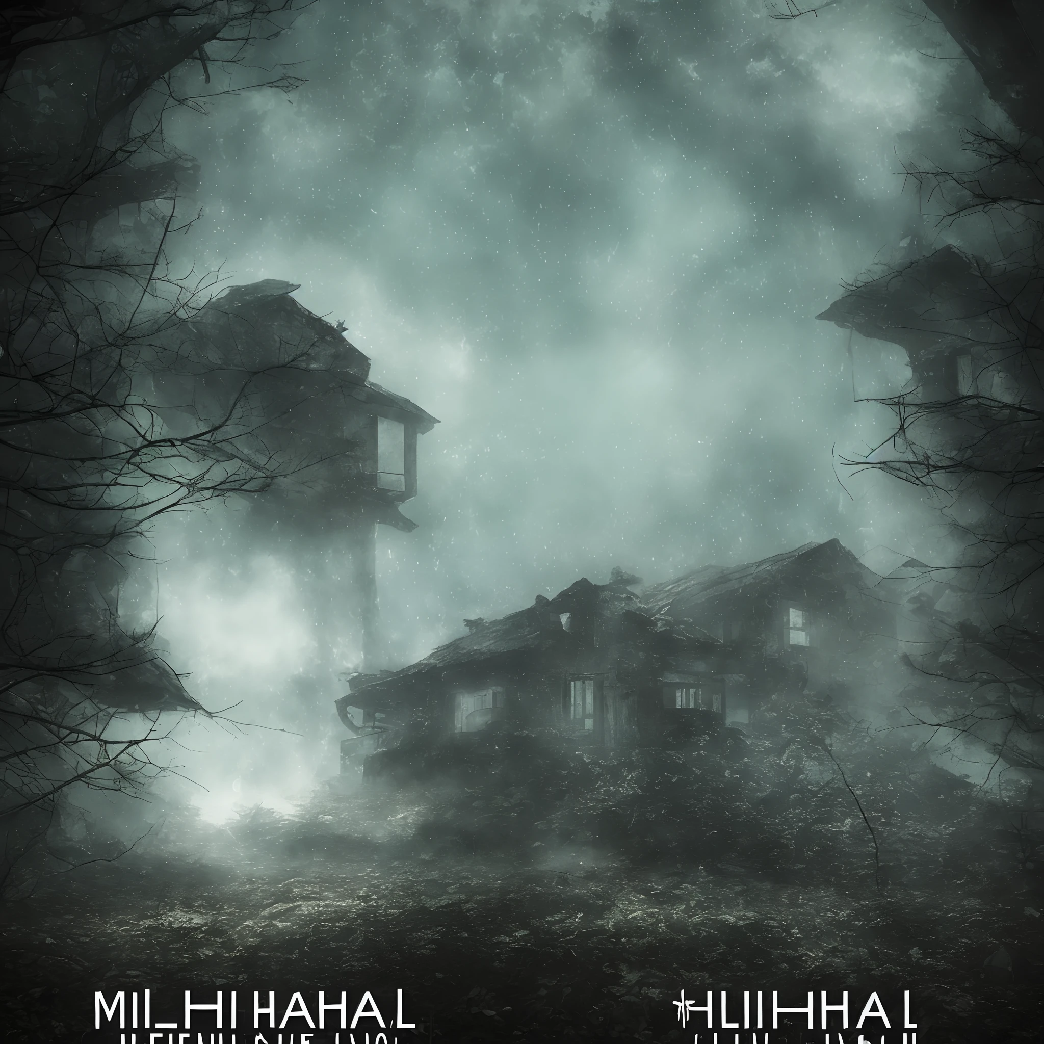 Capa de livro, milharal, pequena casa no fundo do milharal, van sendo destacado na frente, Alien Style Kind of Thriller