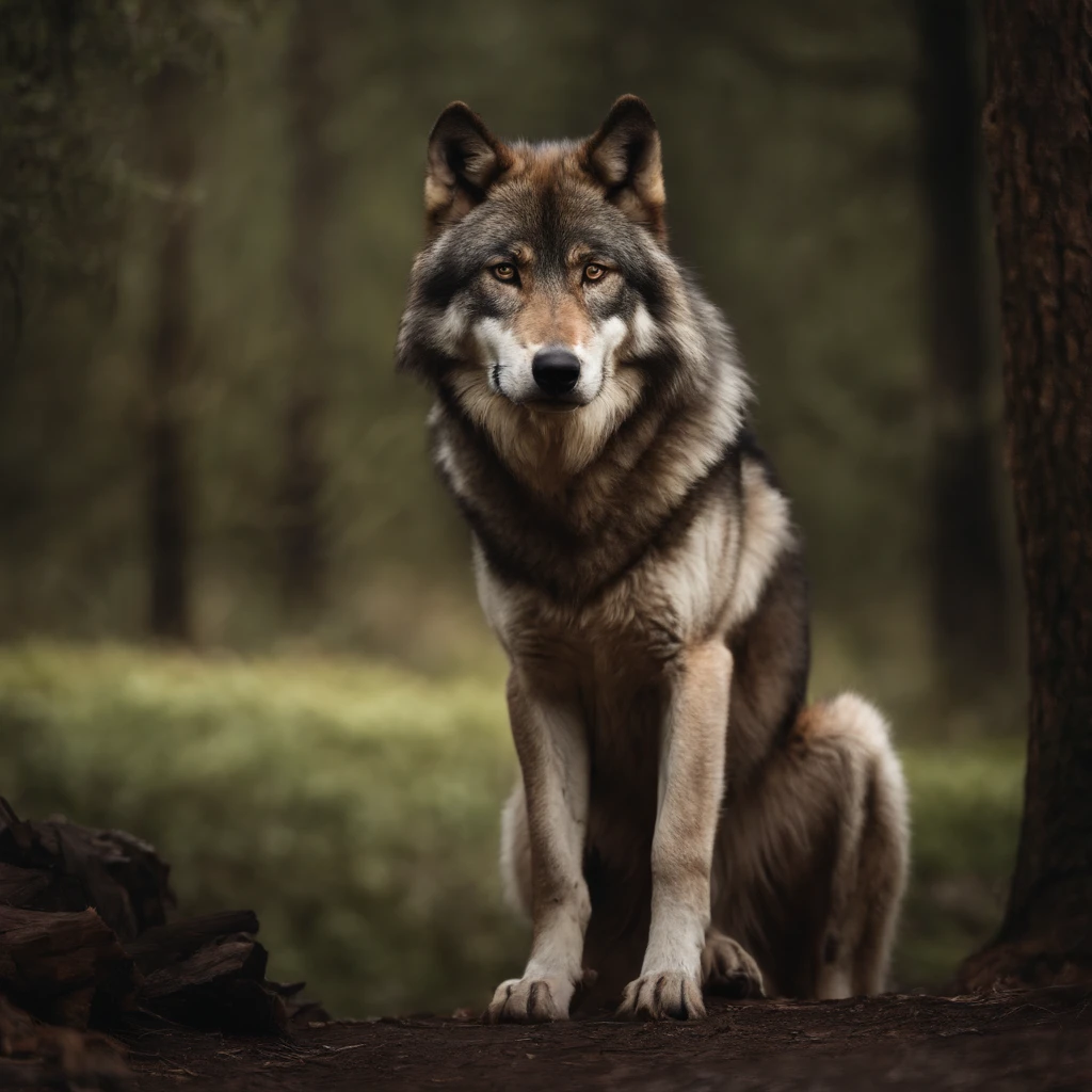 Wolf Head, corps humain, fourrure corps, brawny, viril