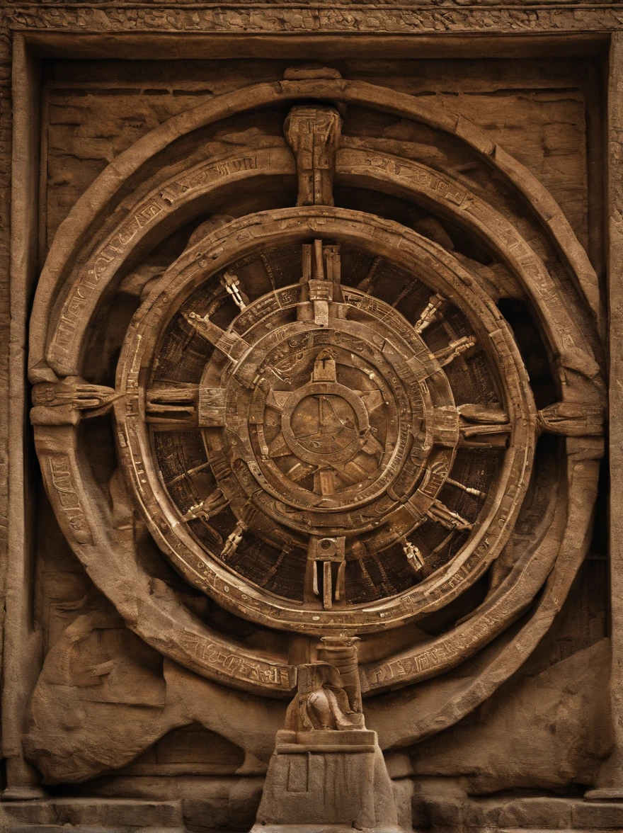 Technological and Futuristic Aesthetics of the Stargate: The Stargate should look highly technological, with a shiny, pulsating metallic surface. Lighting details on the edges can enhance its technological aspect.

Man on the Verge of the Stargate: O homem deve estar na frente do Stargate, holding a technological device and looking back with a surprised look as he walks through the portal.

ancient inscriptions: The Stargate must have mysterious ancient inscriptions on its surface, adicionando um toque de antiga sabedoria.

cave scenery: Tudo acontece no interior de uma caverna escura, com estalactites e estalagmites, criando uma atmosfera misteriosa.

Ambiente Sinistro: A caverna deve ter um toque sinistro, with mysterious shadows and an unearthly glow in the inscriptions.

Dramatic Lighting Effects: Use dramatic lighting to create contrast between light and dark, destacando o Stargate e o viajante.

Detalhes do Equipamento do Viajante: The traveler must be equipped with futuristic devices and costumes that suggest preparation for time travel, including buttons and flashing lights.