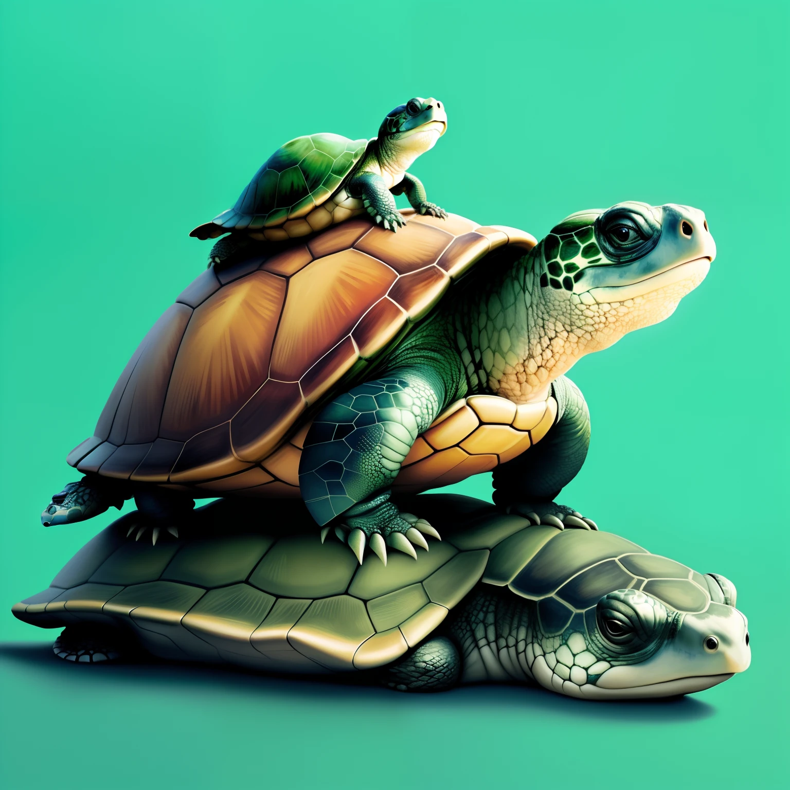 a turtle on top of a turtle on top of a turtle on top of a turtle in an endless chain