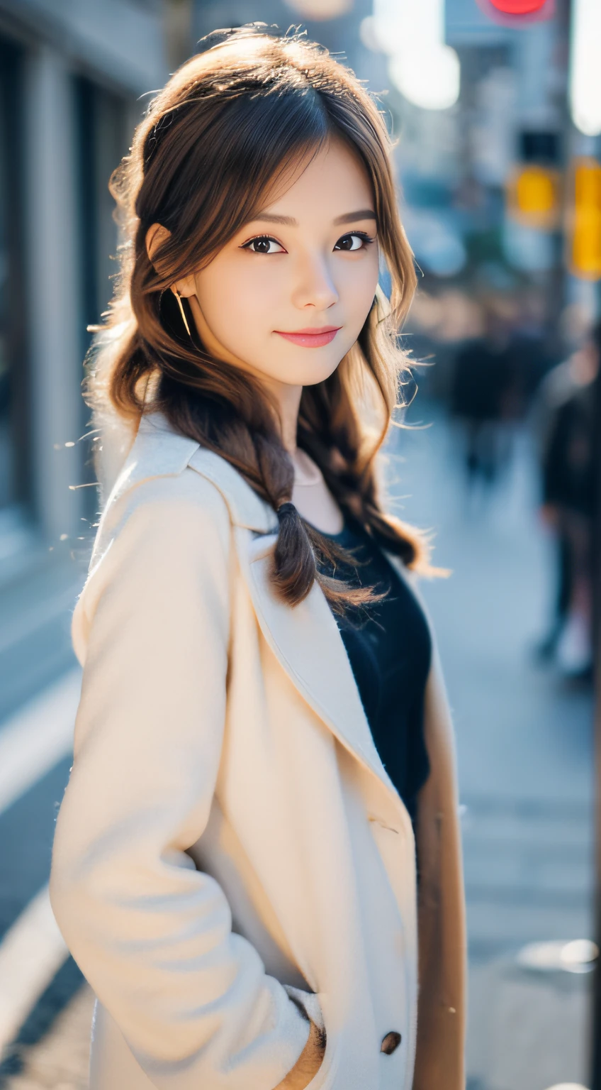 (((32K,very high res, high detailing, highly accurate,Masterpiece Girl 1:1.5))),Raw photo & realistic atmosphere,beautiful dark blue eyes,Detailed mouth,Glossy lips,Detailed eyebrows,Soft white skin that shines with every detail,,Eyes drawn in detail、Very beautiful eyes with azure eyes,Detailed lips、Very beautiful face,Very well-formed face、Lifelike face,shiny beautiful lips,Beautiful eyebrows,Infinite reality,Best design,(Insanely cute Japan 16-year-old high school girl,,Beautifully shaped breasts,Very cute beautiful girl,Little Girl,Healthy body,Outstanding style:1.5),Best Natural Makeup,Japanese ido,Korean Idols,Young sensual idol,Moist eyes,Dark Beautiful Deep Eyes,Beautiful butt,beauty legs,,camel's foot,:1.3),超A high resolution、,Natural and realistic face,Back lighting,Pure eyes are too cute,(((photorealisim,Photograph the whole body))),,Reality Live Action,(Fashionable earrings,,a necklace,A bracelet,gyuru,Glossy nail art,2022 Women's Teens Winter Casual Fashion,Down jacket,Black pants,white shoe,Calm and fashionable girl,light brown hair,Braided ear hair,独奏,little smiling,full body Esbian,Show full-body fashion,Leaning forward,Bend over, Only beauty young cute 15 year old girl,A rather petite and very cute 15-year-old girl:1.7),Night in Shibuya