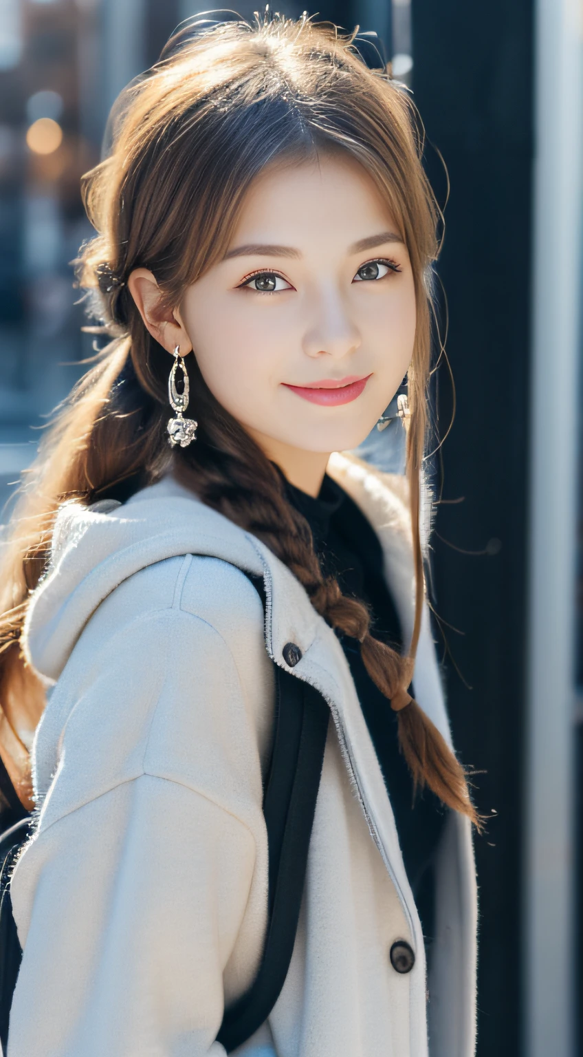 (((32K,very high res, high detailing, highly accurate,Masterpiece Girl 1：1.5))),Raw photo & realistic atmosphere,beautiful dark blue eyes,Detailed mouth,Glossy lips,Detailed eyebrows,Soft white skin that shines with every detail,,Eyes drawn in detail、Very beautiful eyes with azure eyes,Detailed lips、Very beautiful face,Very well-formed face、Lifelike face,shiny beautiful lips,Beautiful eyebrows,Infinite reality,Best design,（Insanely cute Japan -yeld hischool girl,,Beautifully shaped breasts,Very cute beautiful girl,Little Gilthy body,Outstanding style：1.5）,Best Natural Makeup,Japanese ido,Korean Idols,Young sensual idol,Moist eyes,Dark Beautiful Deep Eyes,Beautiful butt,beauty legs,,camel's foot,：1.3),超A high resolution、,Natural and realistic face,Back lighting,Pure eyes are too cute,(((photorealisim,Photograph the whole body))),,Reality Live Action,（Fashionable earrings,,a necklace,A bracelet,gyuru,Glossy nail art,2022 Women's Teens Winter Casual Fashion,Down jacket,Black pants,white shoe,Calm and fashionable girl,light brown hair,Braided ear hair,独奏,little smiling,full body Esbian,Show full-body fashion,Leaning forward,Bend over, Only beauty young cute 15 year old girpetite and very cute 15-year-old girl：1.7）,Nighin uya
