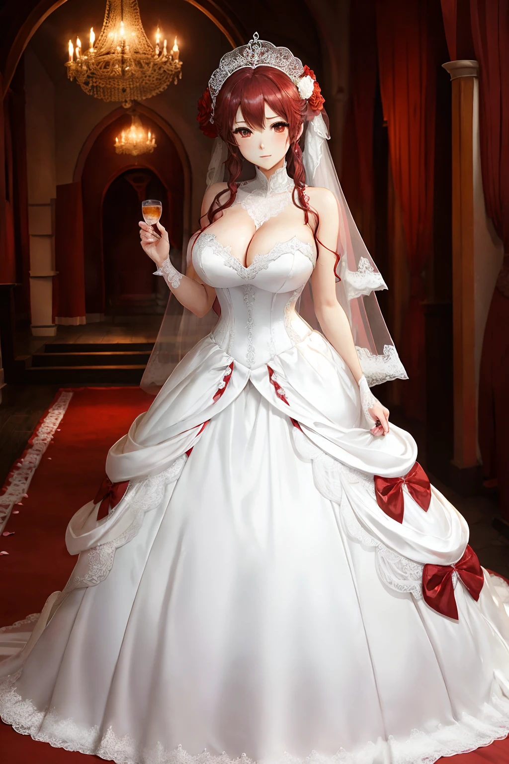 The bride of the haunted house，anime big breast，red colour、Wedding dresses --auto