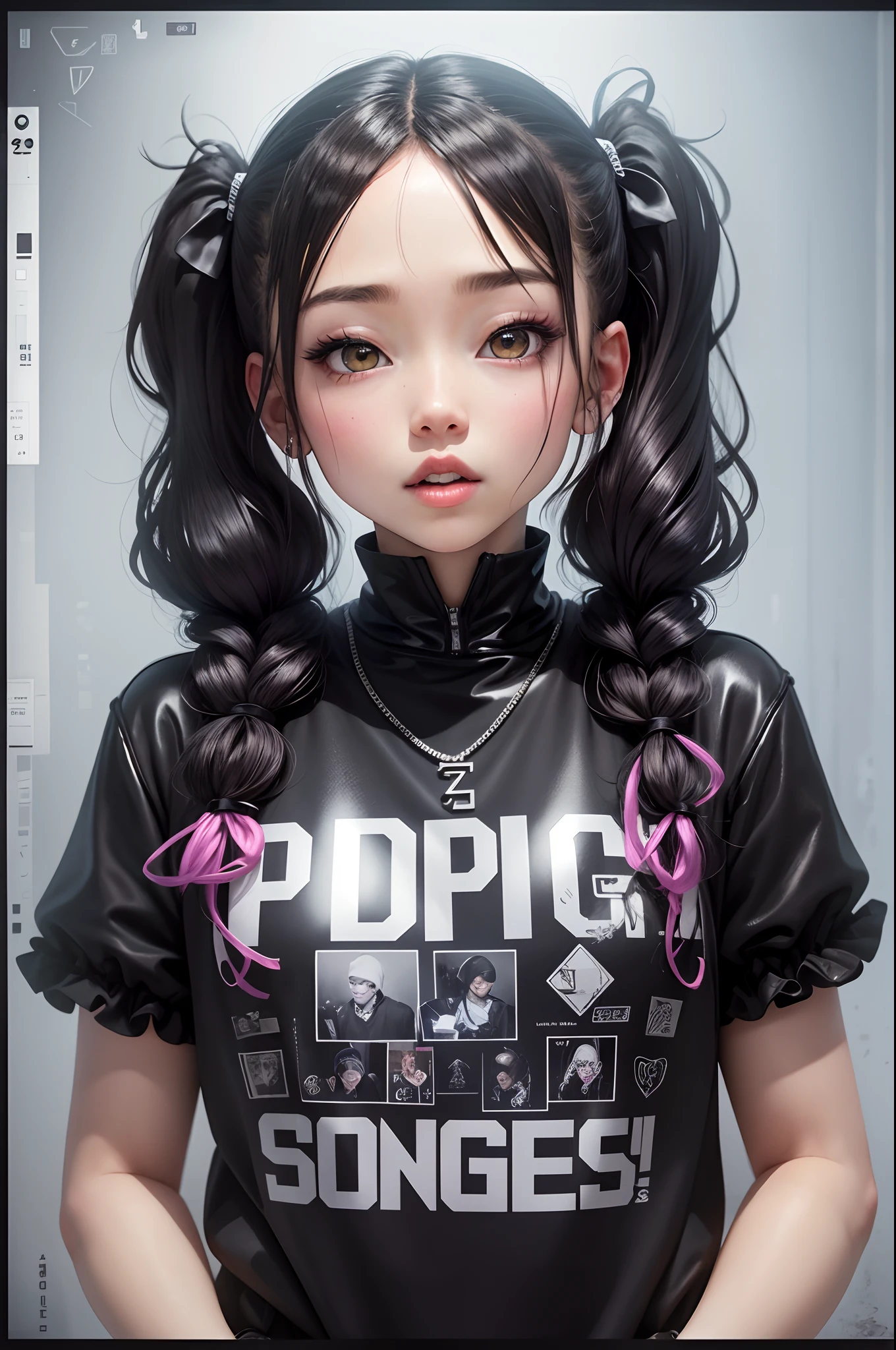 Rapper in pigtails all black inside ice with ice hearts --auto --s2