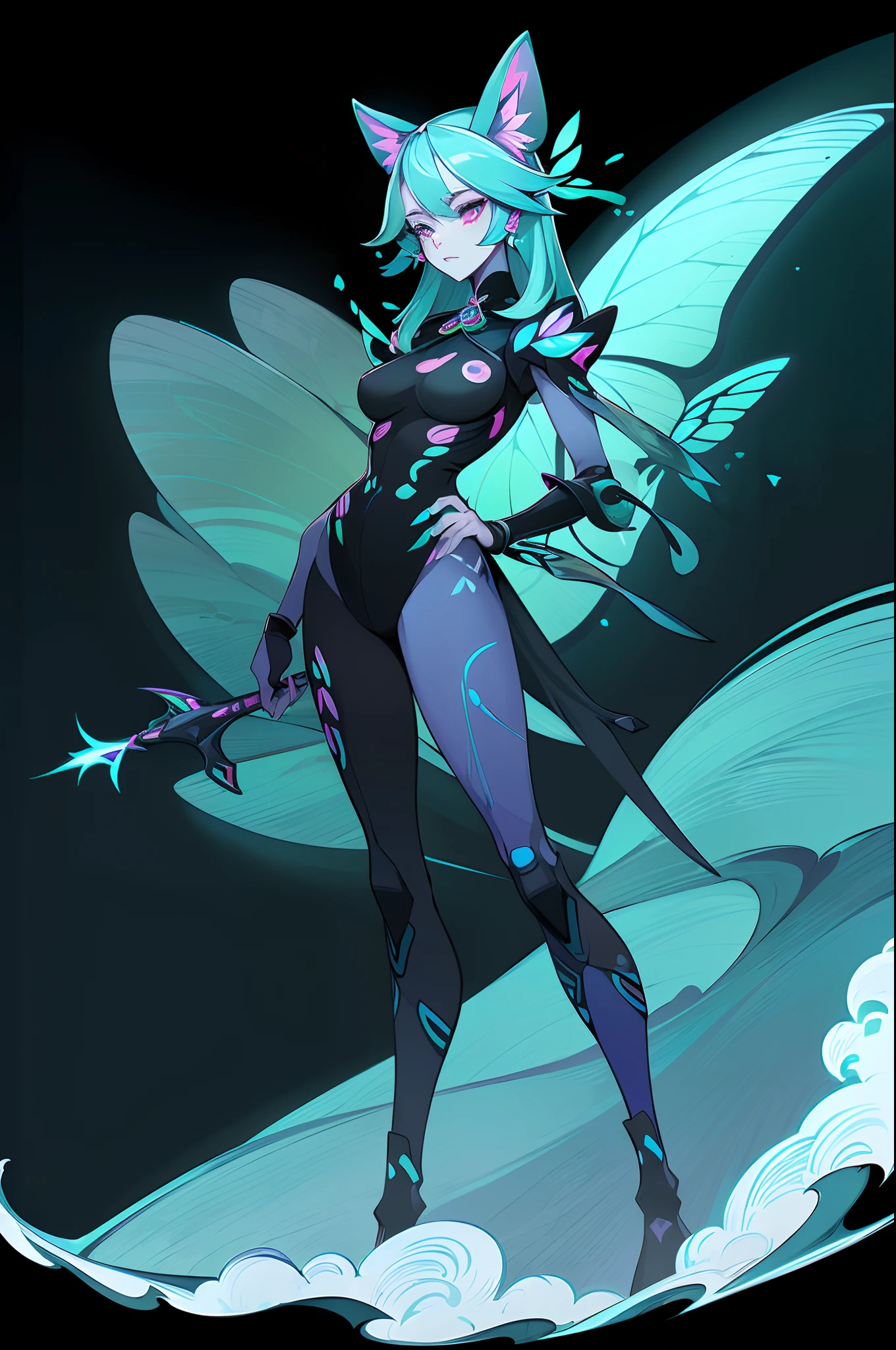 (1 Anthropomorphism of butterflies), Full body standing painting, (((独奏))), (tmasterpiece,top Quority,best qualtiy), ((Anthropomorphism of butterflies)), (((独奏))),Conceptual diagram of the human structure of a butterfly, Creature armor, character design contest winner, Cyberpunk butterfly, Great character design, Cyborg butterfly, Fantasy Butterfly Man, ((cyber punk style,machine arm,Hologram aura,Surreal Science Fiction Art,Future Science Fiction Aesthetics)), Biopunk cyborg butterfly funny character design, insect trainer girl, no type, cushart kenz, Cyberpunk cyborg butterfly, full body concept, high quality character design, (((独奏))), character design art, ((very simple background))、(Game character design), ((white backgrounid)),(((flatcolors)))