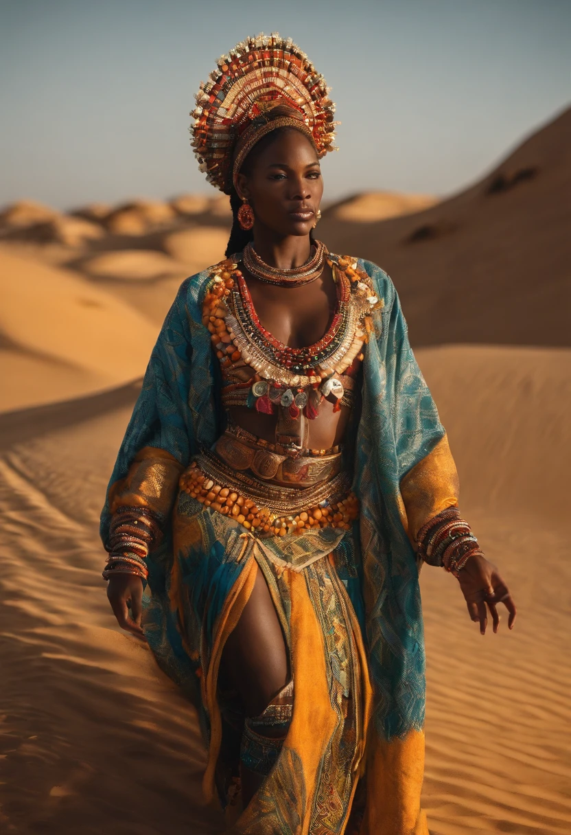 Araffe woman in a colorful bikini posing in the desert, epic 3 d oshun, Princesa africana deslumbrante, Cinematic Goddess Body Shot, tiro extremamente detalhado da deusa, 3 d render arte do caractere 8 k, arabian beauty, deusa. detalhes extremamente altos, epic 3 d yemaya, Princesa Africana, armadura tribal, trending in the artstation, Rainha africana, usando armadura tribal