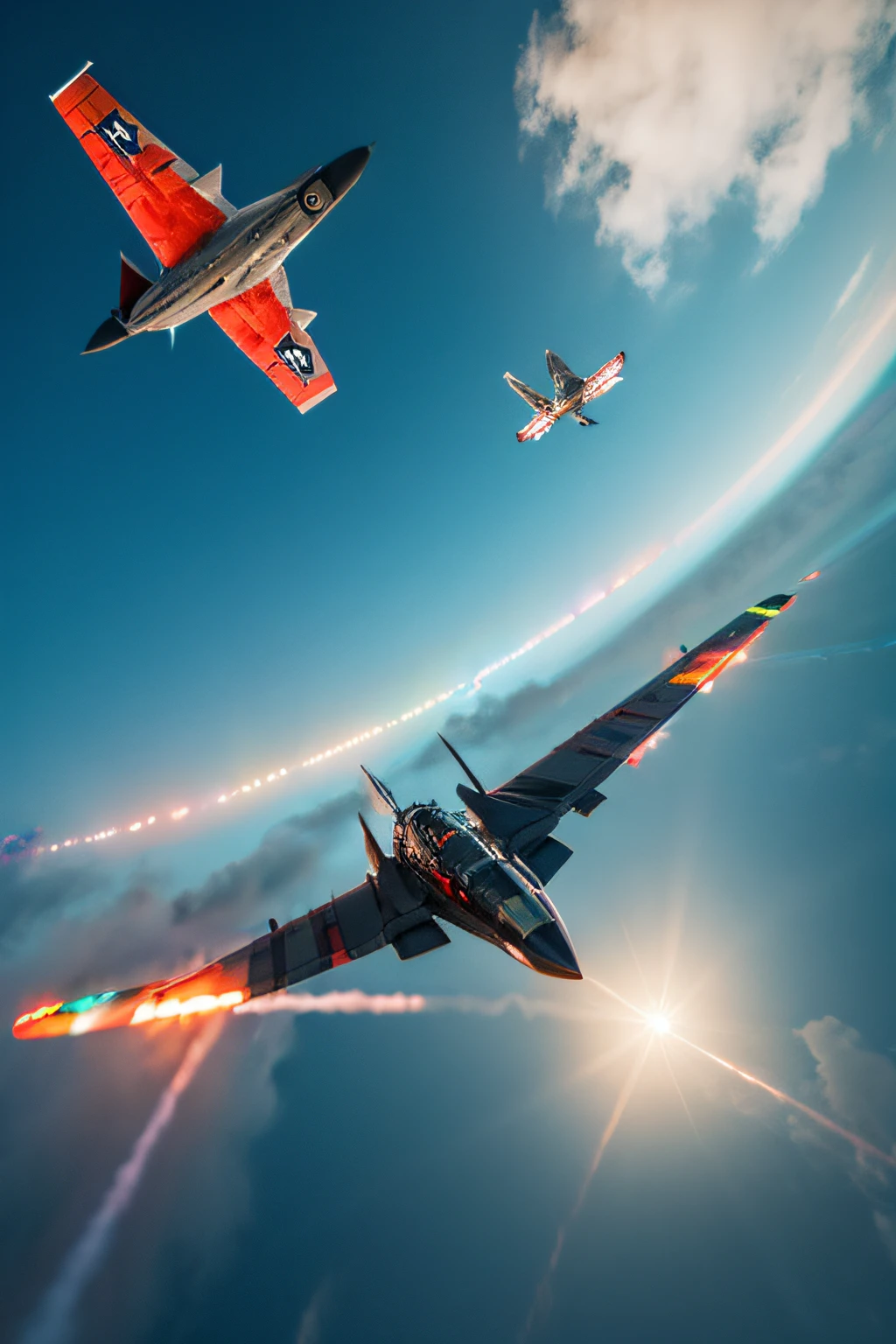 ５Two combat machines fly through the sky