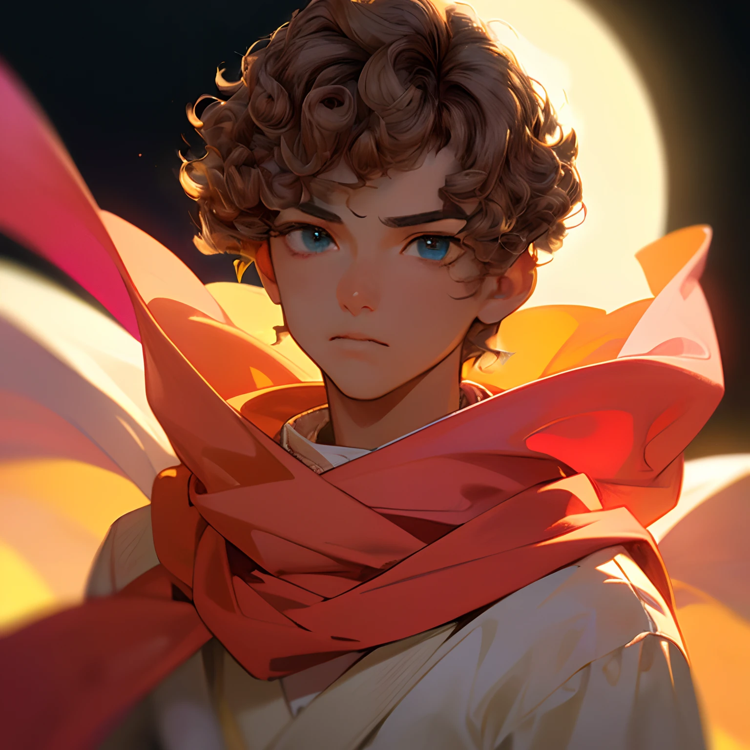 (best quality,4k,8k, highres,masterpiece:1.2),ultra-detailed,(realistic, photorealistic, photo-realistic:1.37), Very curly and wavy light brown hair, male hair, hair being blown leftwards by wind, detailed hair, unique hairstyle, stylish haircut, trendy fashion, confident look, sharp focus, vibrant colours, dramatic lighting, portrait style