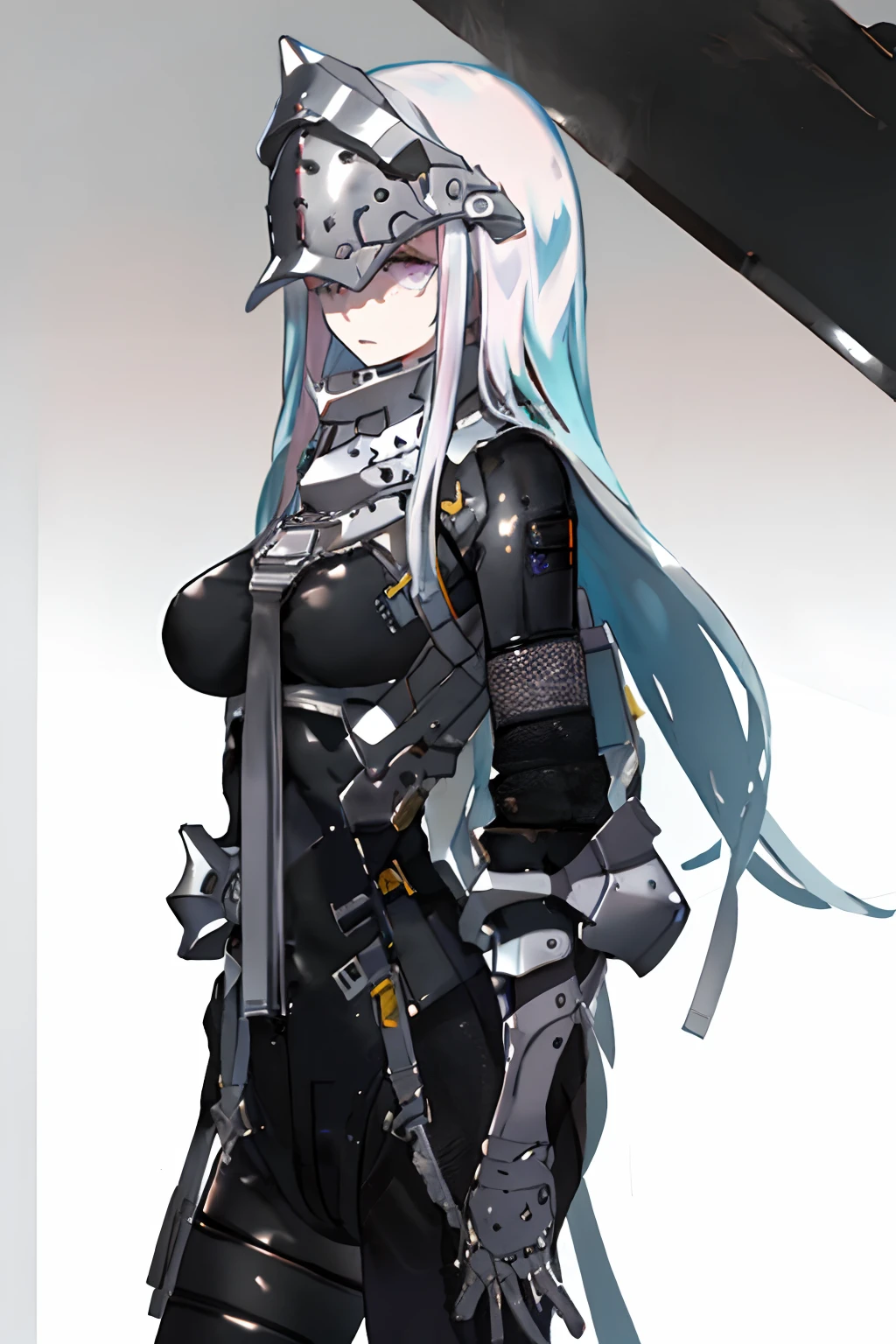 1girl,solo,white hair,long hair,armor