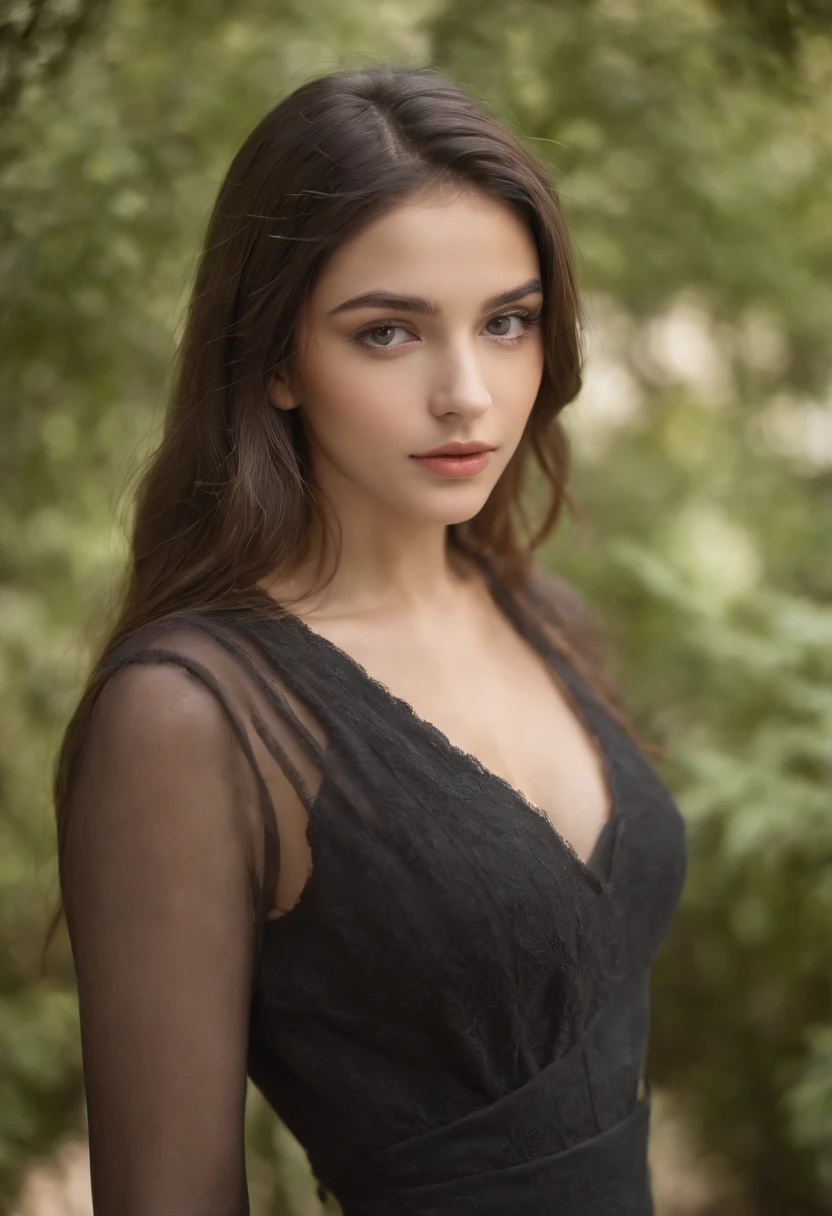 Una hermosa foto RAW, fotorrealista, La mejor calidad, hermosa morena, Piel detallada, look would be, Photo of beautiful israeli 18 year old , Androide 18 de Dragon Ball, super sexi, pose exitante, enfoque desde atras