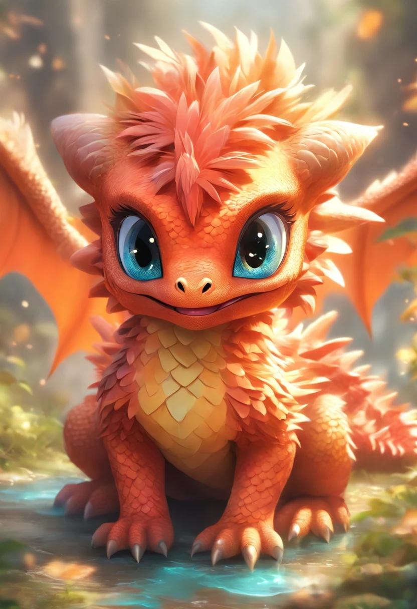 a cute small feathered baby dragon