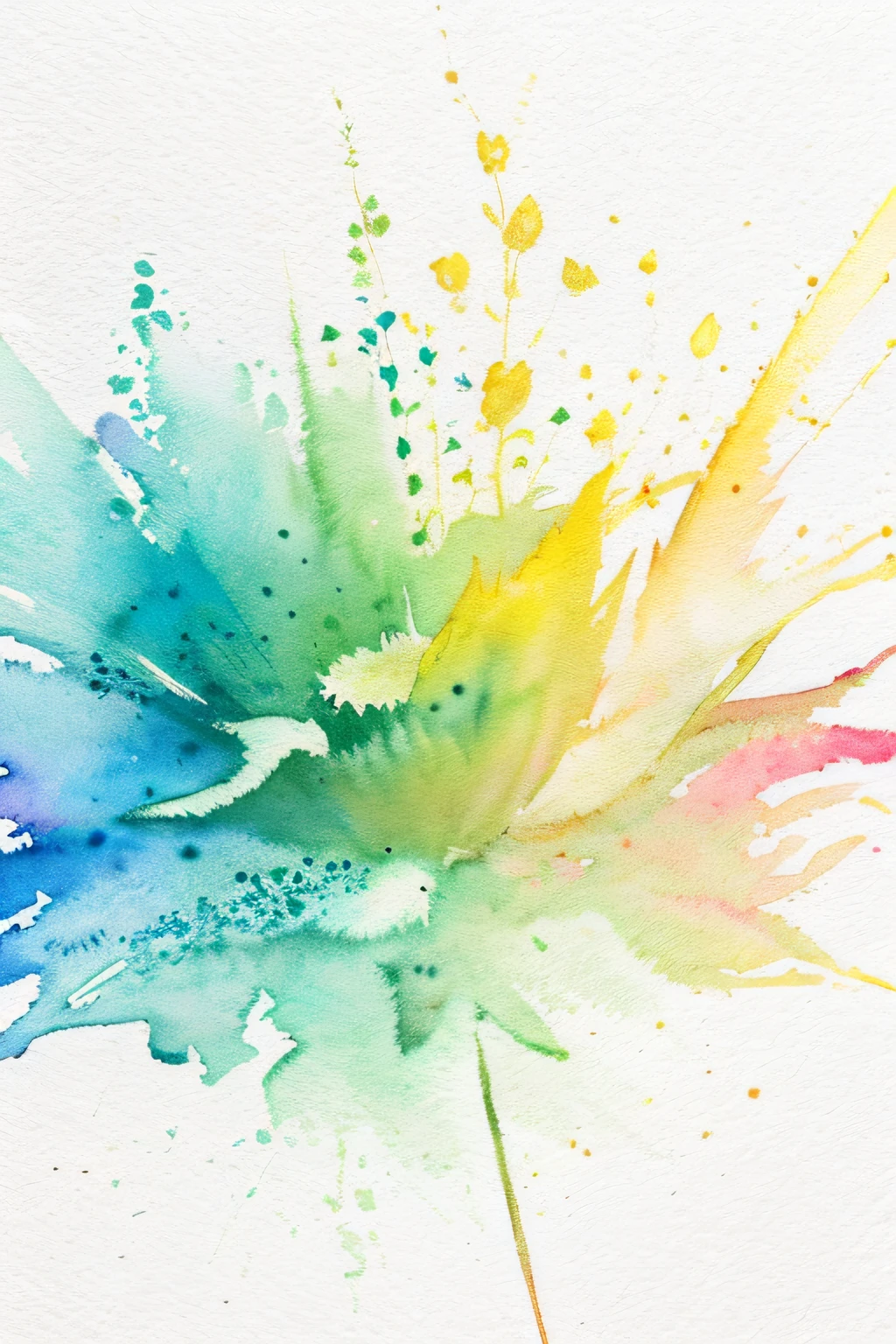 Painting of a colorful flower with watercolor paint splatters - SeaArt AI
