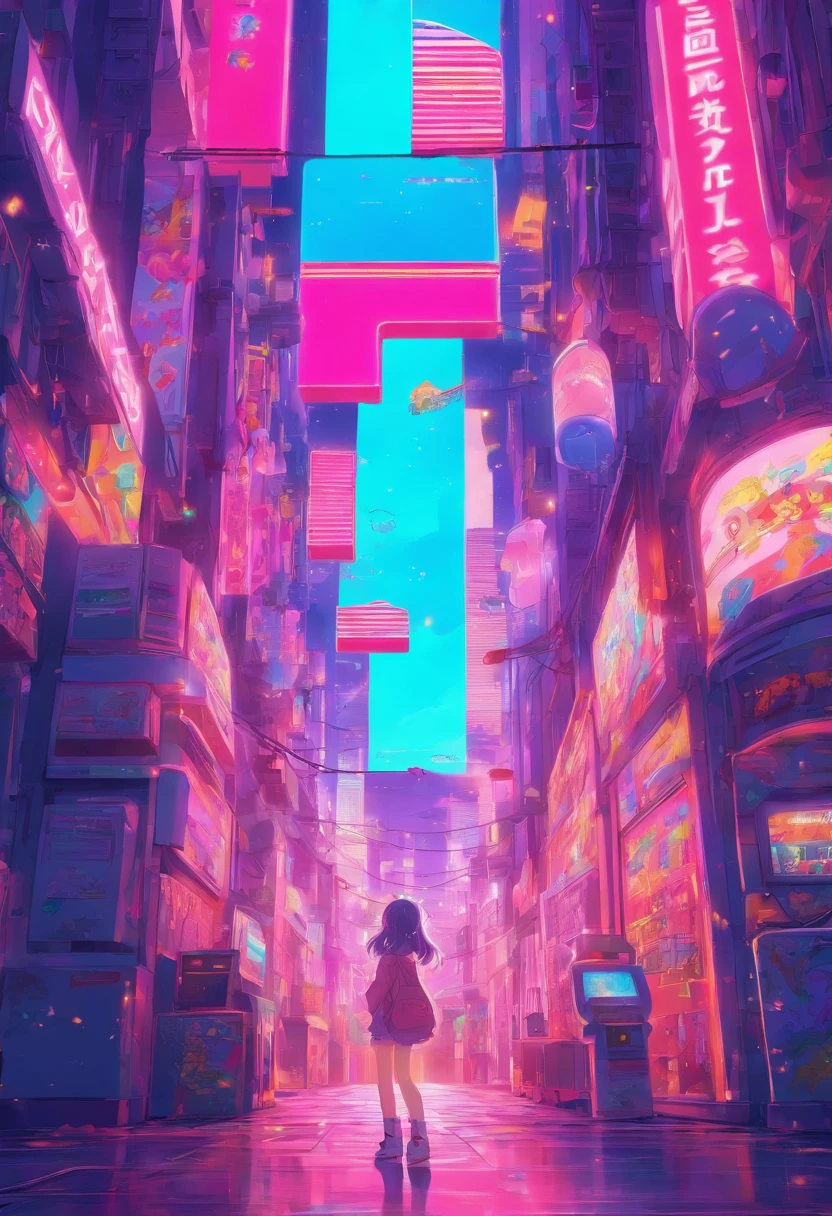 kawaii aesthetic, Arcade games room, lofi, vaporwave, synthetic wave