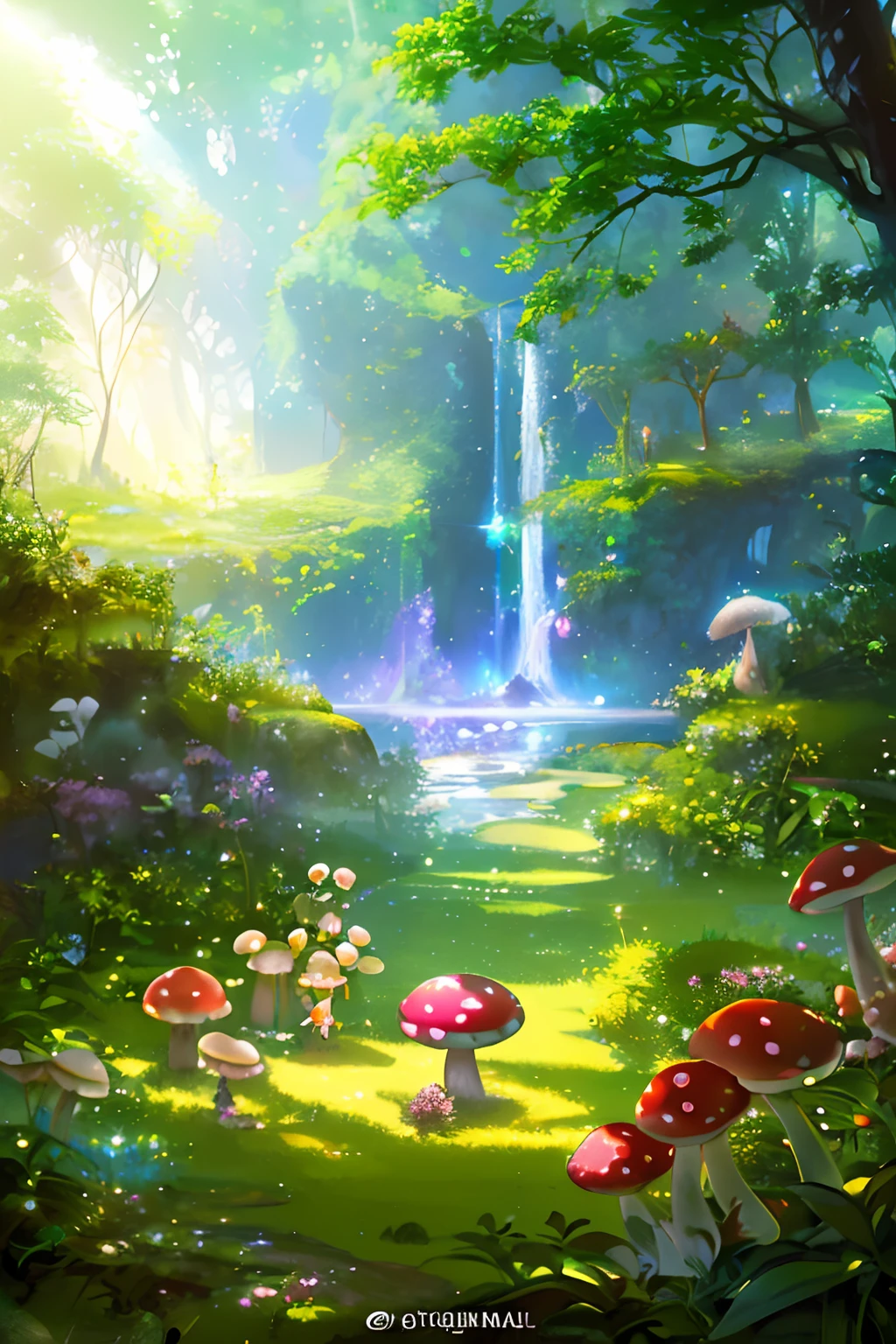 A magical forest with all kinds of magical creatures. (Best quality,4K,8K,A high resolution,Masterpiece:1.2),Ultra-detailed,(Realistic,Photorealistic,photo-realistic:1.37),illustration,fantasy,enchanting atmosphere,mystical lighting,Rich colors,Ethereal creatures,Whimsical plants and trees,sparkling waterfalls,Fairy wings,mythological creatures,enchanting landscape,ethereal glowing,Mysterious mist,glowing mushrooms,Fantastic environment,Living in harmony,tranquil ambiance,Fascinating beauty,Peace and harmony,Hidden treasure,sparkling magic,secret passages,Elf Arch,Fascinating flora and fauna,Captivating melody,Ethereal whisper,serenity and calm,Magic Kingdom,A dream trip,Mythical adventures,Awe-inspiring vistas,Fascinating details,Magical secrets.