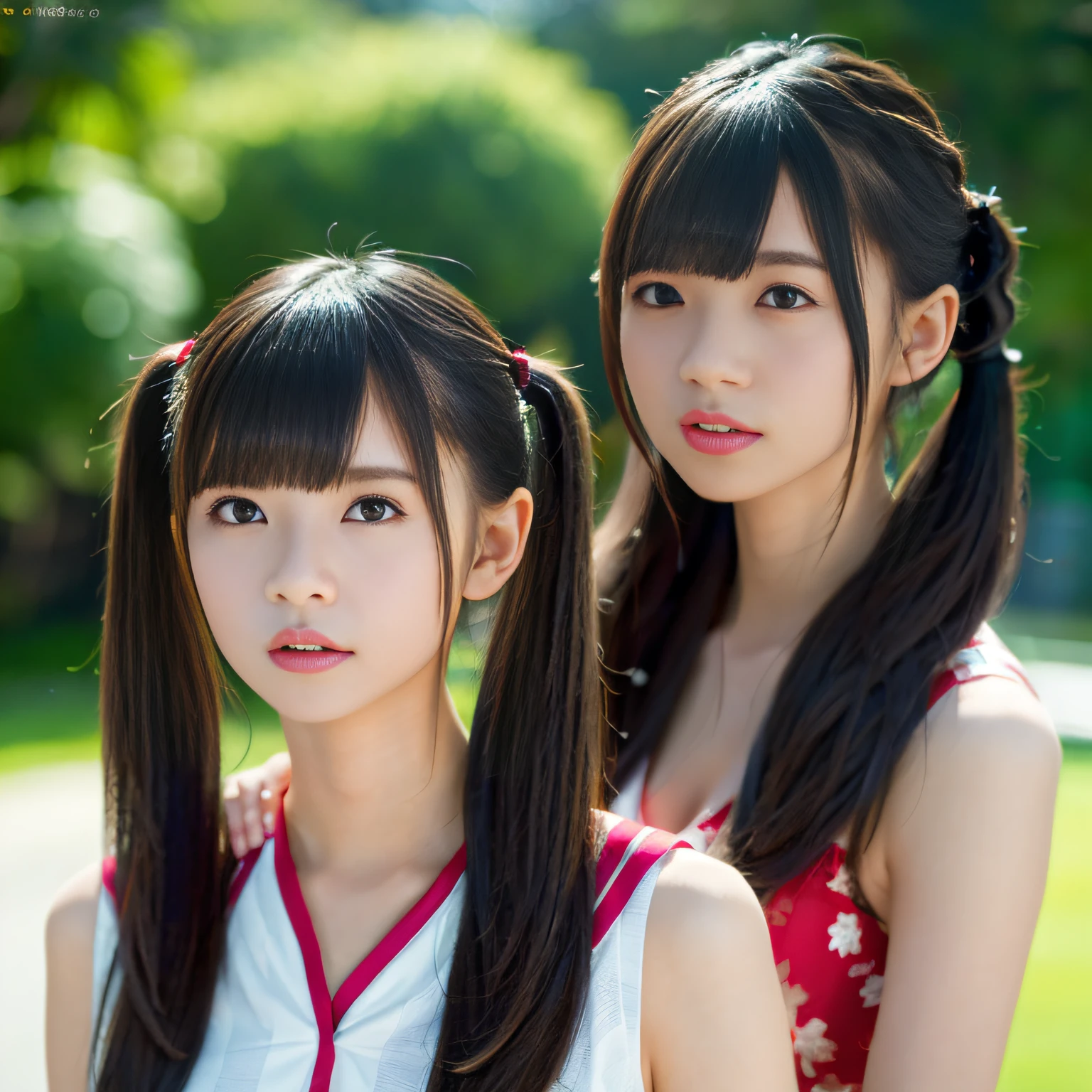 2 girls in、Beautiful mature college girl、Track attire、Outside Track Field、((Slimed、小柄))、Photorealsitic、a picture、masterpiece、reallistic、真实感、photorealisim、High contrast、Artstation 8K HD Trending Photorealistic Digital Art HD High Definition Detailed Realistic、detaileds, Skin Texture, ultra-detailliert, realistic skin textures, armature, top-quality, 超A high resolution, (Photorealsitic:1.4),, hight resolution, detaileds, Raw photo, Sharp Re, Lee-Jeffries Nikon D850 Film Stock Photo 4 Kodak Portra 400 Camera F1.6 lenses Rich colors Hyper Realistic Vibrant textures Dramatic lighting Unreal Engine Trendy at ArtStation Cinestir 800,full body Esbian、huge tit、Twintail hairstyle,