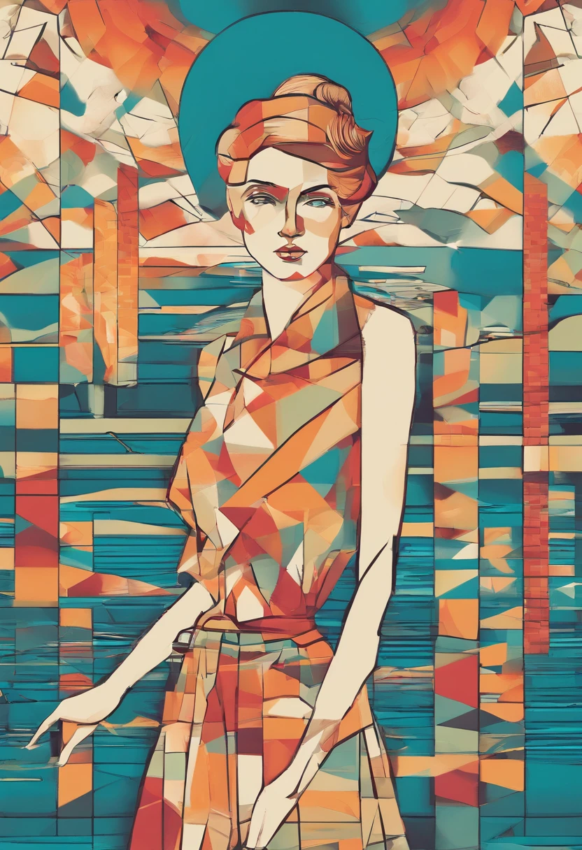 a woman standing in front of a body of water, shutterstock, surrealism, each faces precisely define, a photo of the ocean, paradise in the background, portait photo profile picture