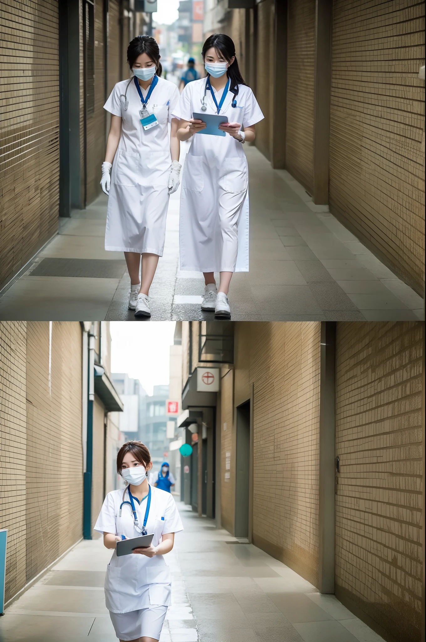 Female nurses in serious work