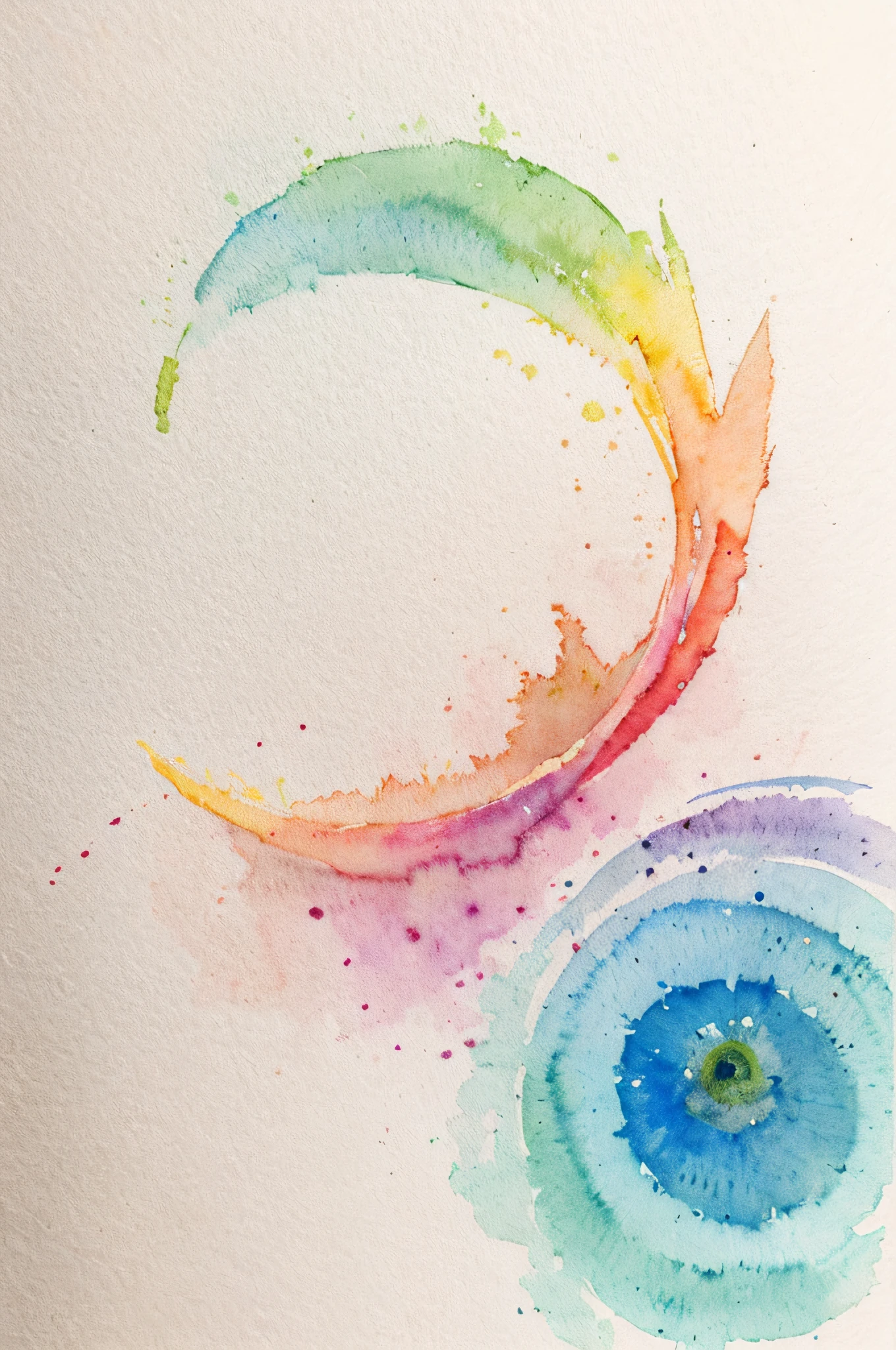 watercolor paiting,It features a simple,Lots of white space,Background Material,Watercolor texture,Rainbow Gradient,art by