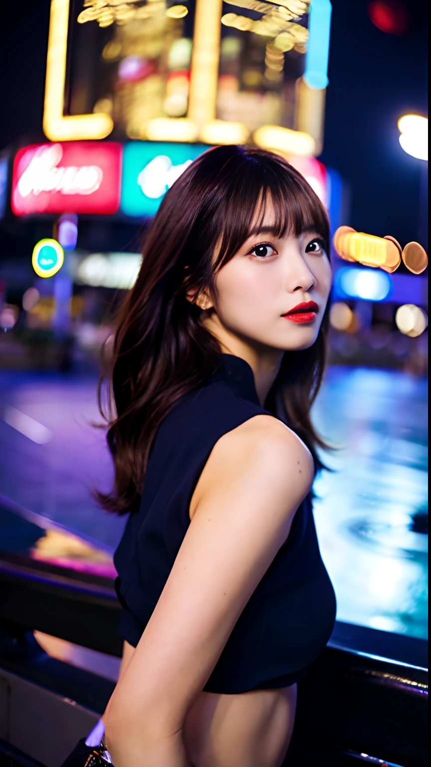 top-quality、One Beautiful Girl、nightcity、Camisole、Colossal tits,35mm lens,Cowboy Shot