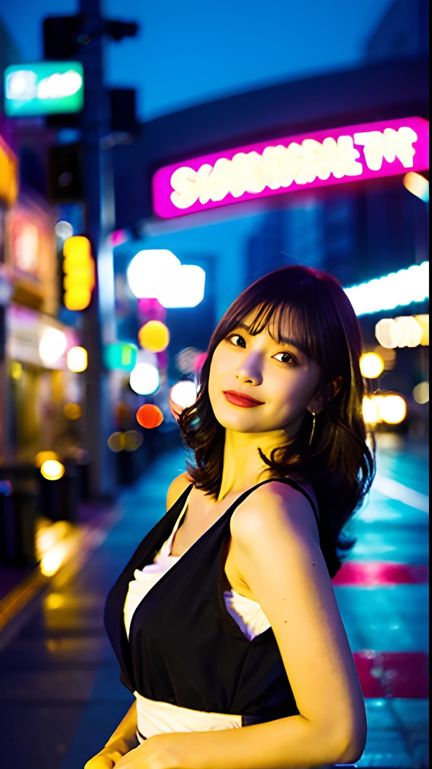 top-quality、One Beautiful Girl、nightcity、Camisole、Colossal tits,35mm lens,Cowboy Shot