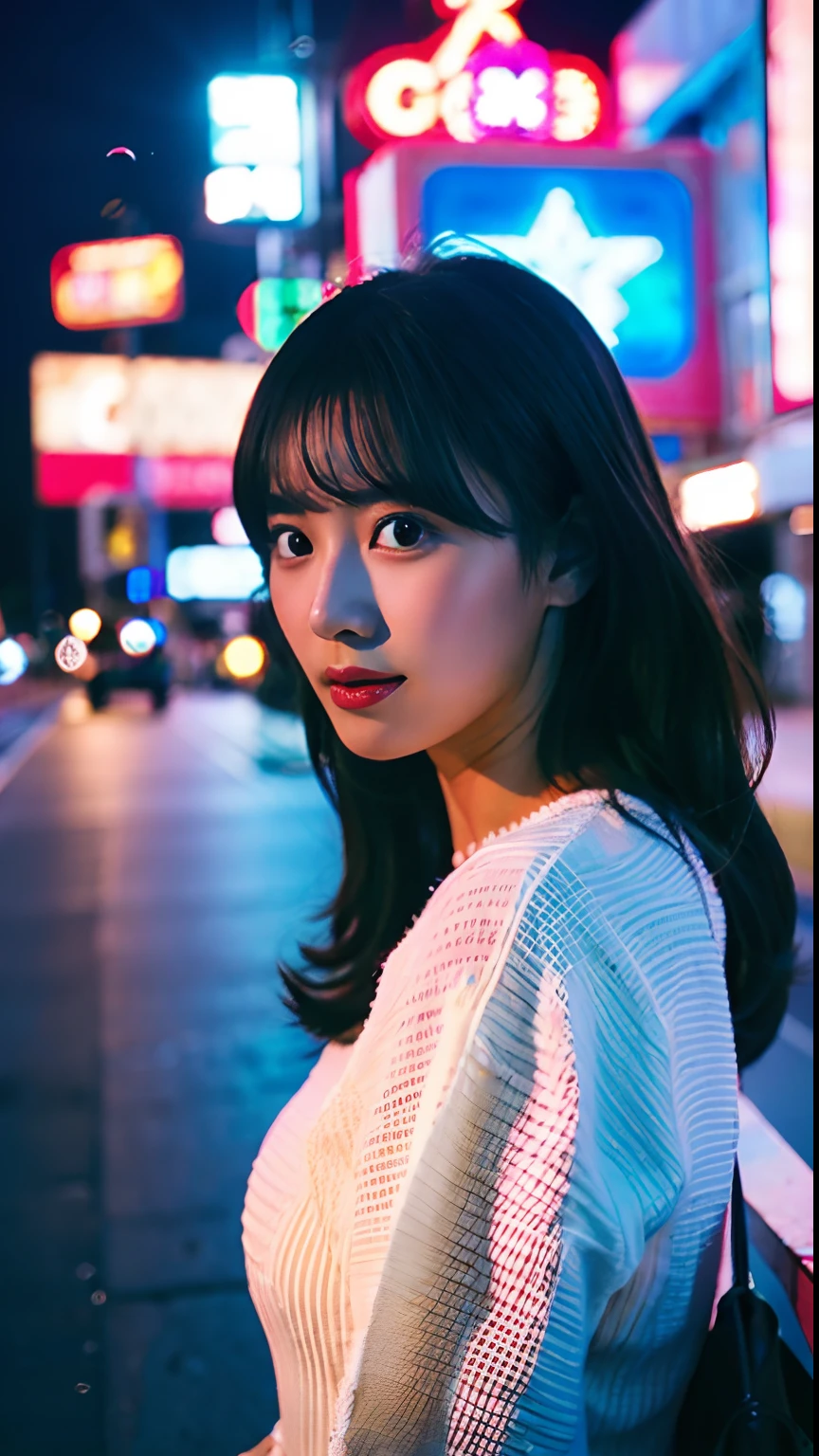 top-quality、One Beautiful Girl、nightcity、Camisole、Colossal tits,35mm lens,Cowboy Shot