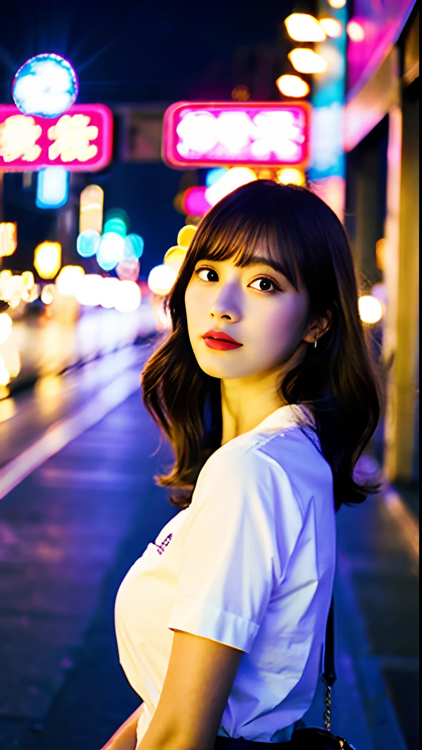 top-quality、One Beautiful Girl、nightcity、Camisole、Colossal tits,35mm lens,Cowboy Shot