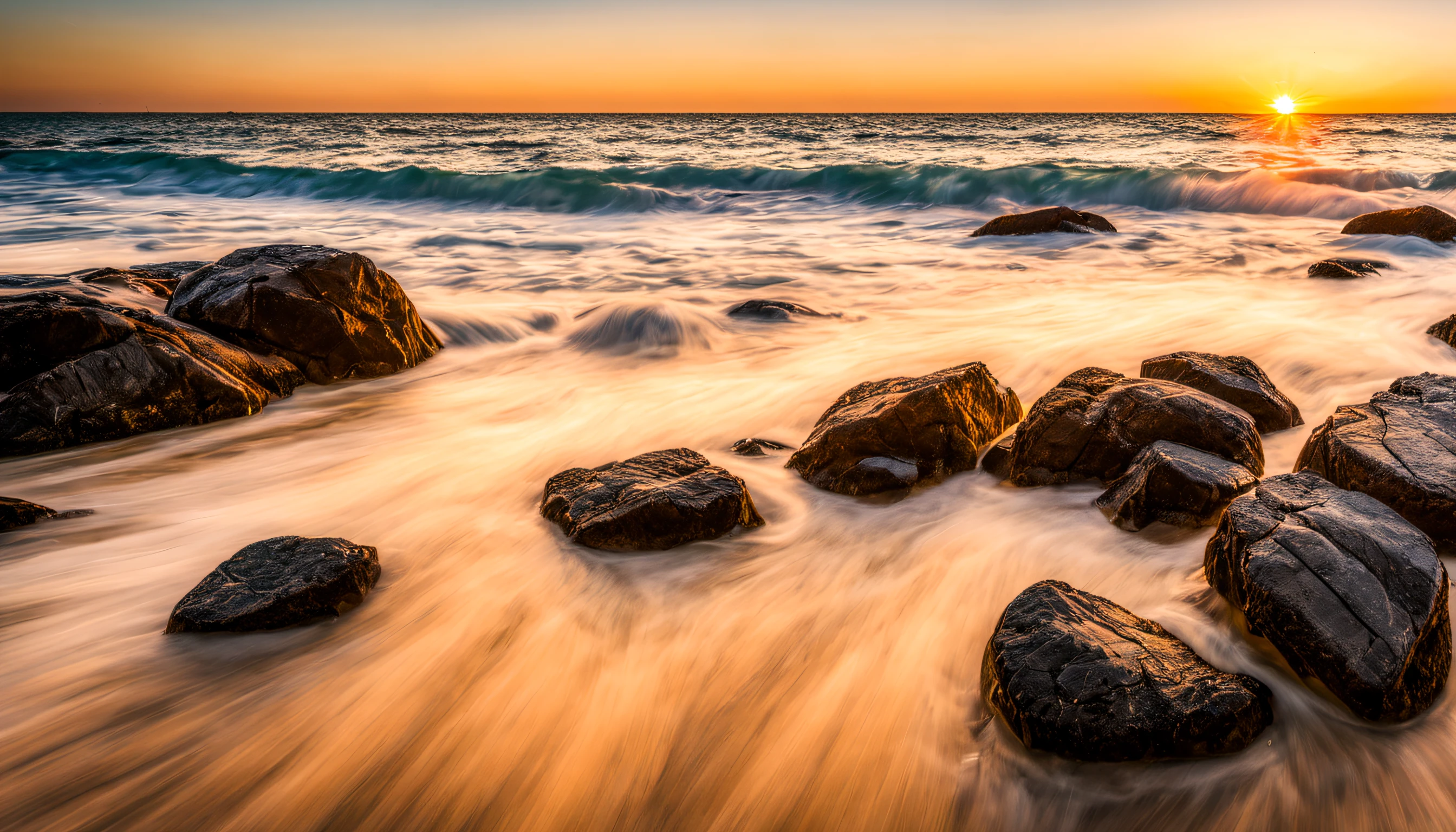 nset on the beach with waves crashing on the rock , sunset at the beach, which shows a beach at sunset, beach sunset background, sunset on the beach, shining golden hour, at the golden hour, at the beach on a sunset, on the beach during sunset, morning golden hour
