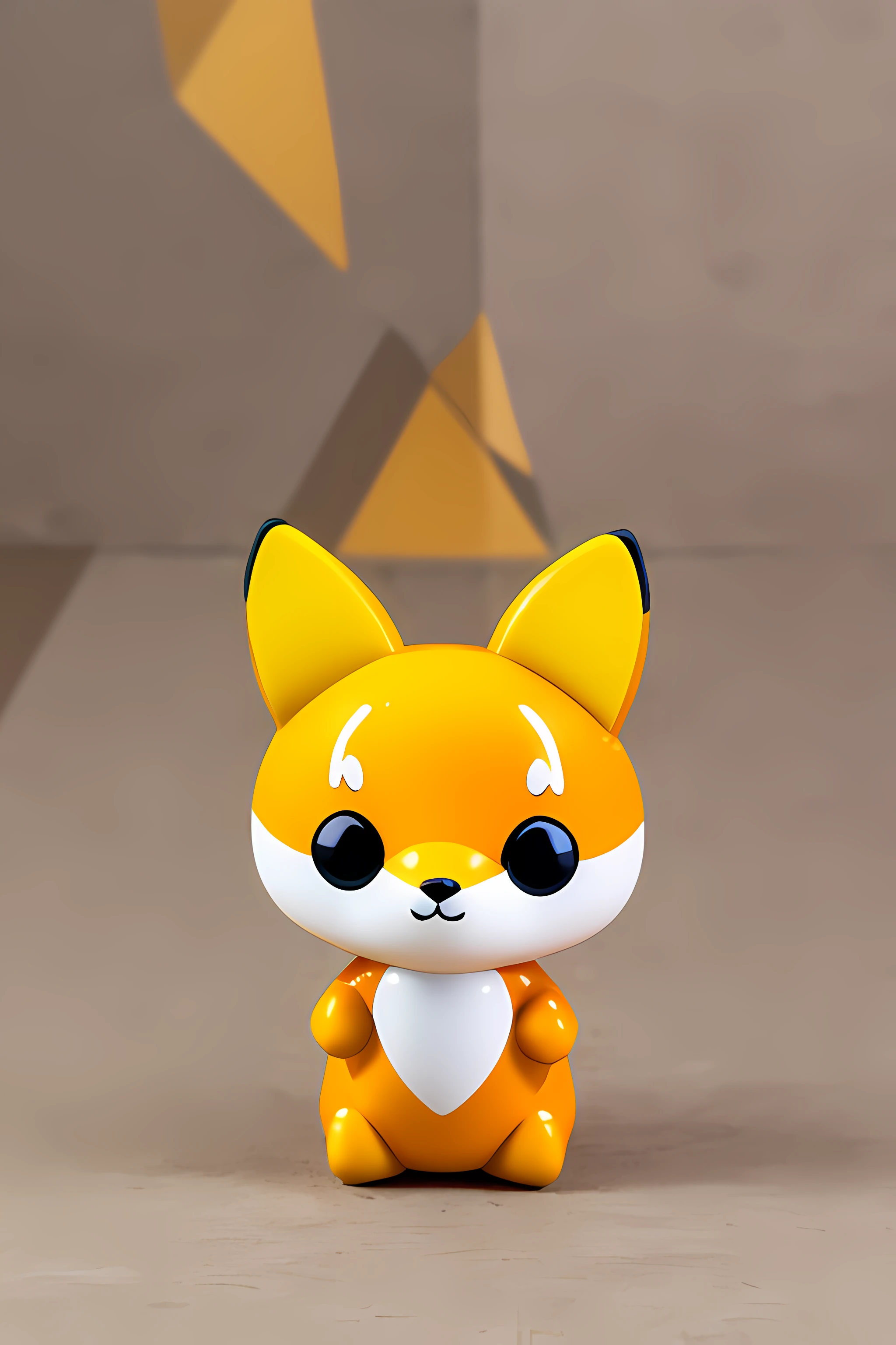 a close up of a cartoon character of a fox, vinyl designer toy, toy design, pop mart, vinyl toy figurine, bt21, bt 2 1, fox, ((fox)), anthropomorphic fox, mono-yellow, high quality character design, model sheet, art toy,