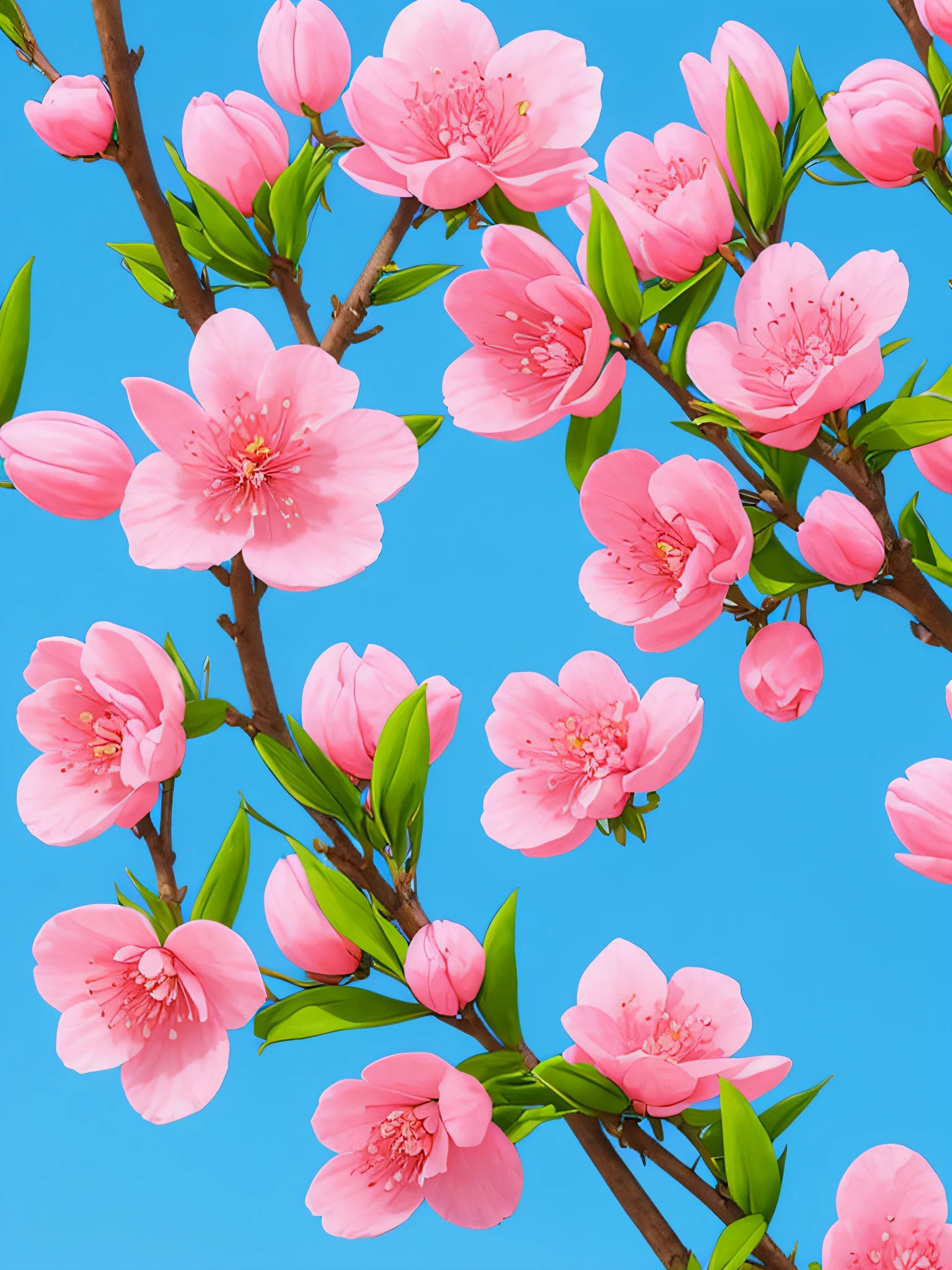 springtime,green color,peach blossom,in pink