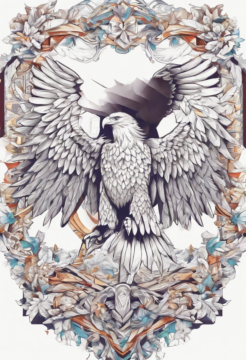 White eagle with coat of arms on background