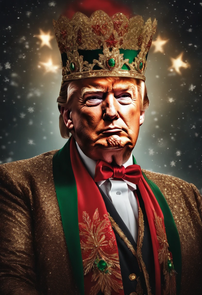 adesivo de desenho animado de Donald Trump vestido de pai natal.