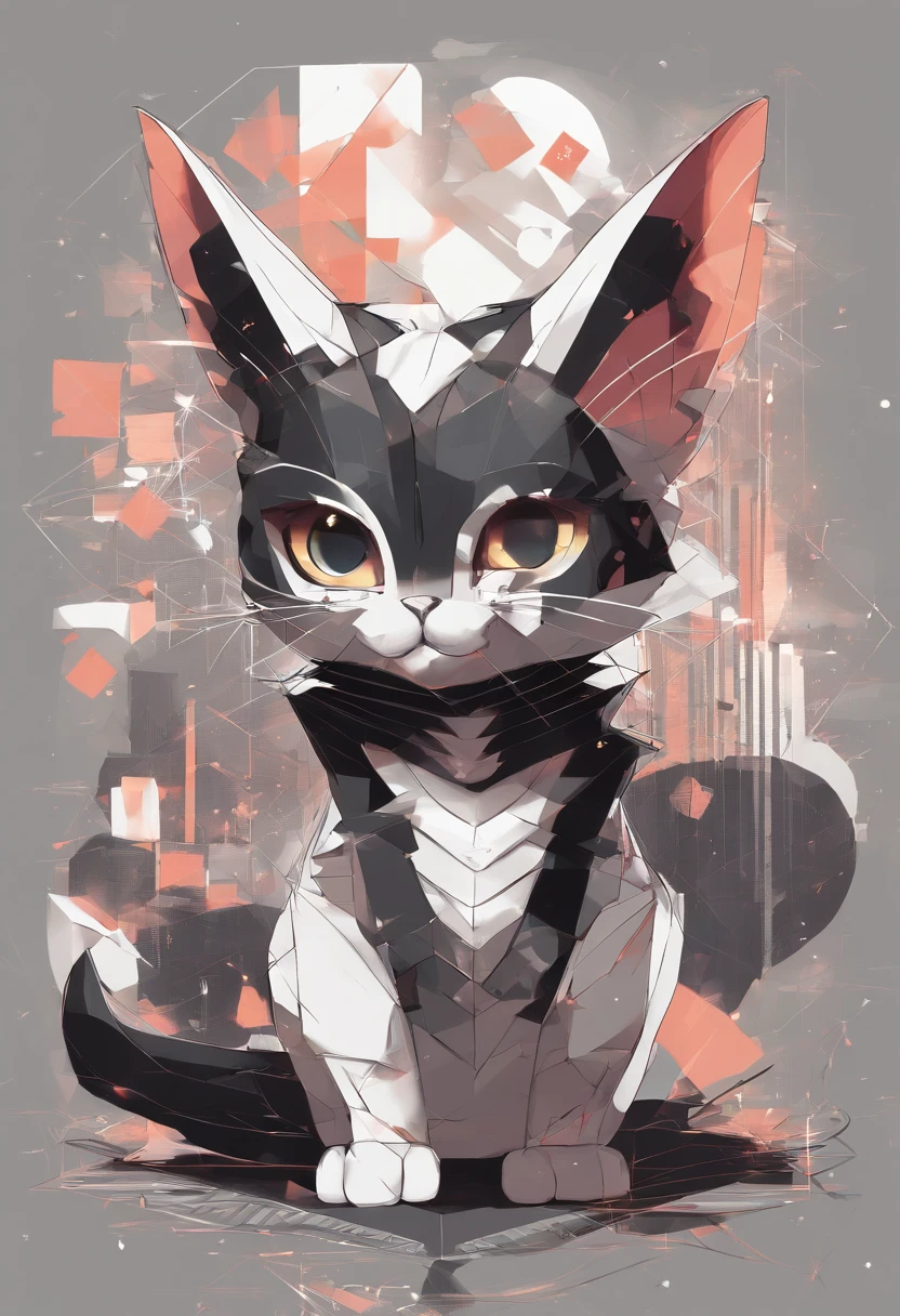 ( Black Fold Cat ),(Best Pose),(best angle), (Better self-expression), Eduardo Cobra acolchoamento ,multidimensional geometric wall PORTRAIT, Art, chibi,yang08k, beutiful, for Halloween