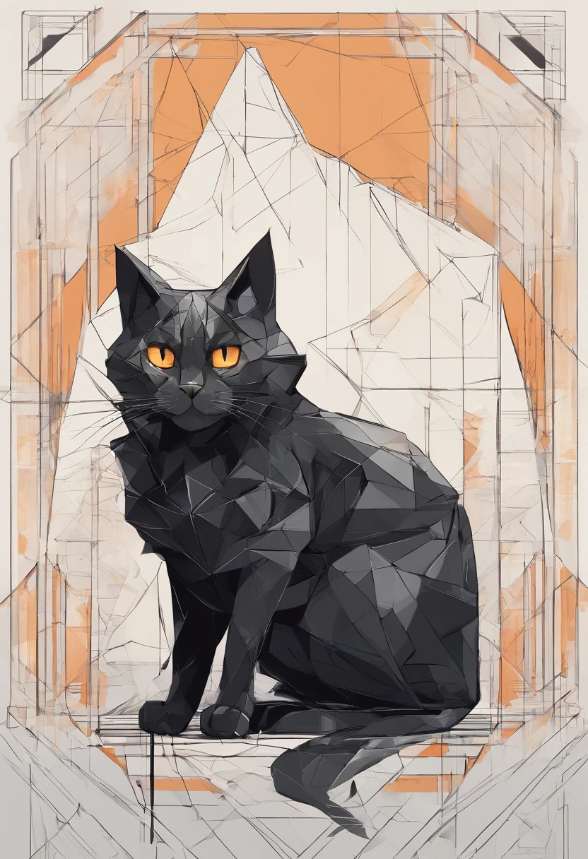 ( Black Fold Cat ),(Best Pose),(best angle), (Better self-expression), Eduardo Cobra acolchoamento ,multidimensional geometric wall PORTRAIT, Art, chibi,yang08k, beutiful, for Halloween
