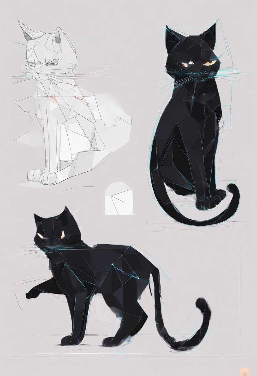( Black Fold Cat ),(Best Pose),(best angle), (Better self-expression), Eduardo Cobra acolchoamento ,multidimensional geometric wall PORTRAIT, Art, chibi,yang08k, beutiful, for Halloween