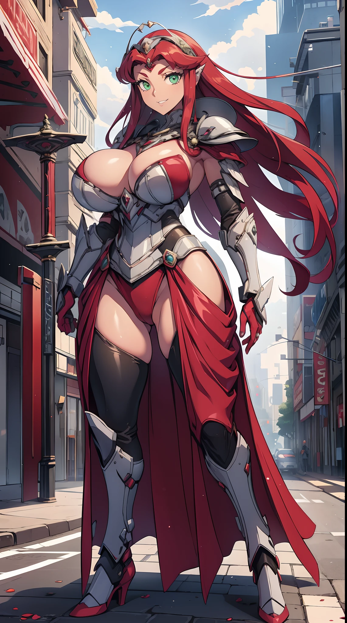 titans, Starfire, anime, masterpiece, 1girl, ((bimbo))), smile face, green eyes, long red hair, , wide hips, thick thigh, big breast, huge ass, shiny skin, purple skirt, purple top, full body, /upscale (icone de um jogo), (icone de peitoral : 1.5), um peitoral , peitoral marrom, chest plate, peitoral pesada marrom, peitoral grosso, peitoral de Armadura intrincada, peitoral de armadura de fantasia pesada, peitoral detalhado, armadura ornamentada, peitoral de Armadura Paladina, peitoral dearmadura de batalha, intrincada peitoral, pants, body suit