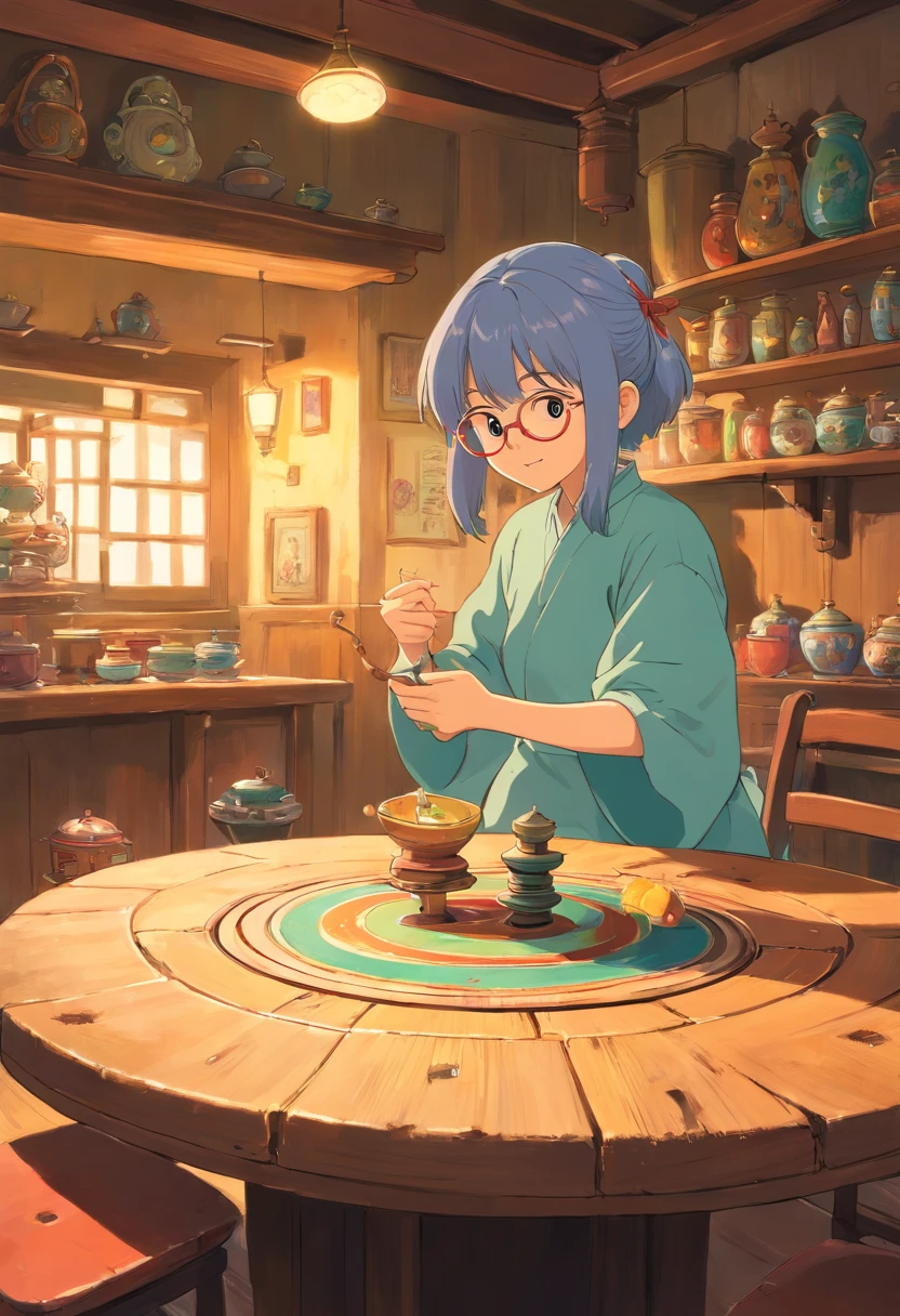 natta，There is a spinning top on the table