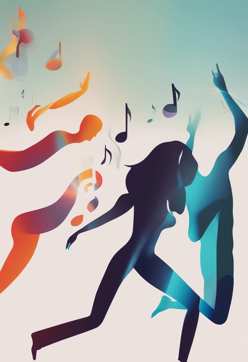 music essence,emotions expressed by design and graphic elements,illustration,detailed artwork,high-res,ultra-detailed,photorealistic,masterpiece:1.2,vivid colors,studio lighting,abstract shapes,harmonious composition,music-inspired patterns and textures,subtle gradients and transitions,fluid and dynamic lines,joyful and energetic atmosphere,musical instruments in the background,music notes floating in the air,people dancing with passion and rhythm,music-themed typography,harmonious color palette,contrasting tones to represent different emotions,playful and lively visual elements,energy flowing through the artwork,emotional connection with the music,interpretation of musical beats and rhythms through visual elements,deep and immersive experience.