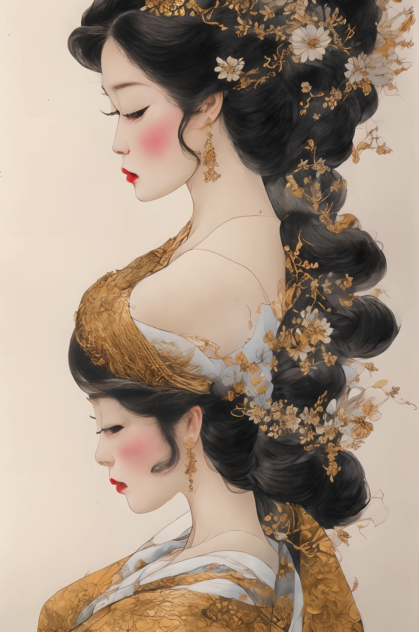 (tmasterpiece,top Quority,best qualtiy,offcial art,Beautiful and aesthetic:1.2),Girl dressed in Japanese,(Hairstyles:Long hair and long flesh),Cute big breasts,das boot,deck,Marine life,Extremely detailed,Colorful,highestdetailed,offcial art,统一 8k 壁纸,ultra - detailed,Beautiful and aesthetic,big breasts beautiful,tmasterpiece,best qualtiy,(zentangle,datura,Tangles,entangled),holy rays,gold foil,Gold leaf art,glitter drawing,PerfectNwsjMajic,Chinese ink painting,ink and watercolor painting,(Correct anatomy 1.4)