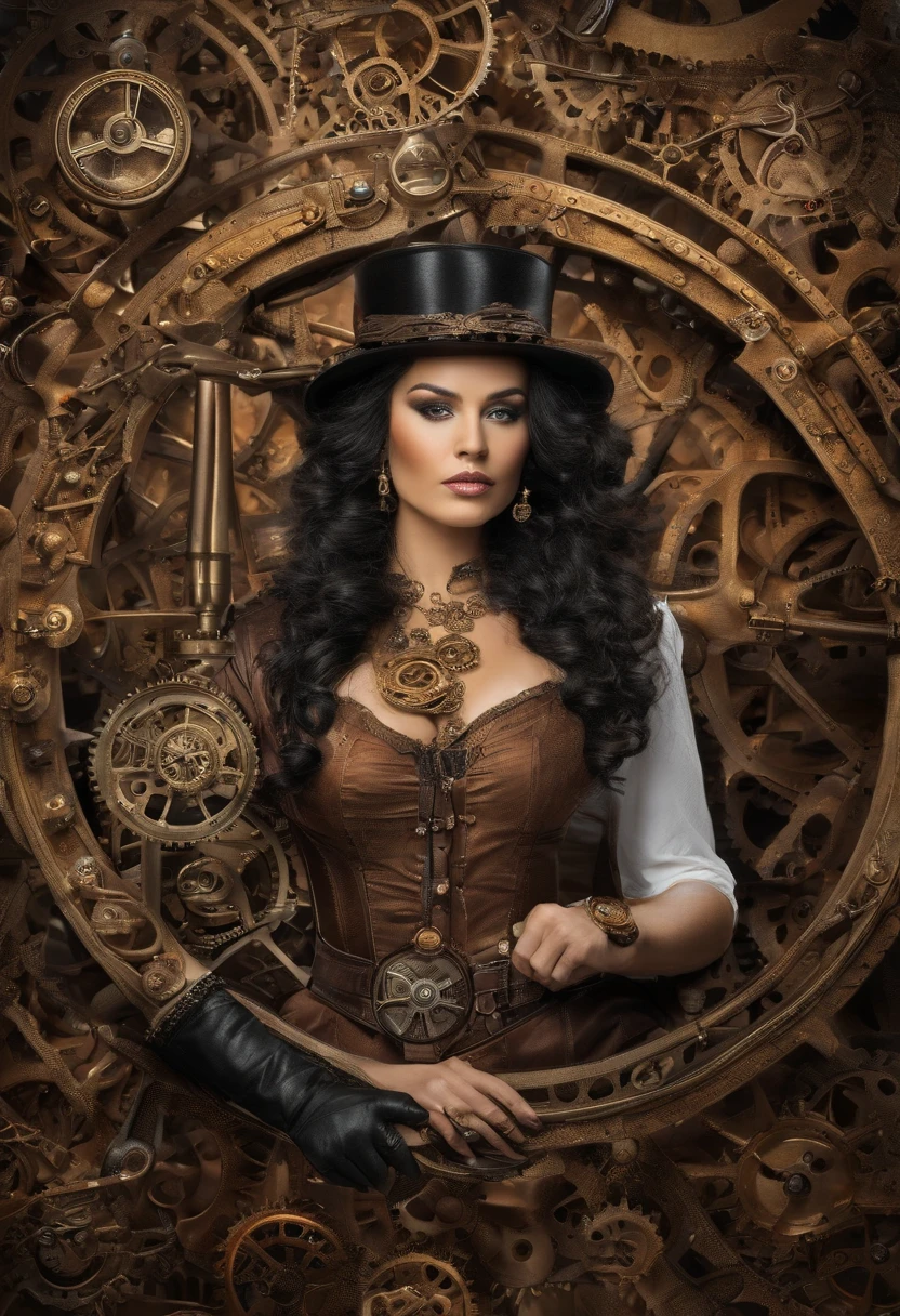 The woman, NSFW, (full bodyesbian: 1.5), Makeup, Thick hair, Blue eyes, Inspired by the future, Time Machine, teletransporte, High detail, UHD 4k, 8k текстур, RTX, illumination, piercingeyes, Reflection, Detailed background, Detailed tracking, Fine details