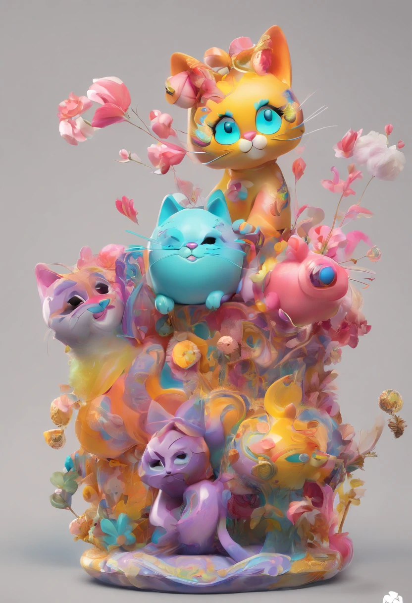 (best quality, highres:1.2),ultra-detailed,close-up,toy cat,vinyl toy figurine,vinyl action figure,colorful,fine details,disney character,pixar character,Kawaii style,charming expression,adorable pose,collectible item,vibrant colors,fun design,detailed craftsmanship,eye-catching,artistic toy,highlighted details,masterpiece:1.2,studio lighting,lifelike appearance