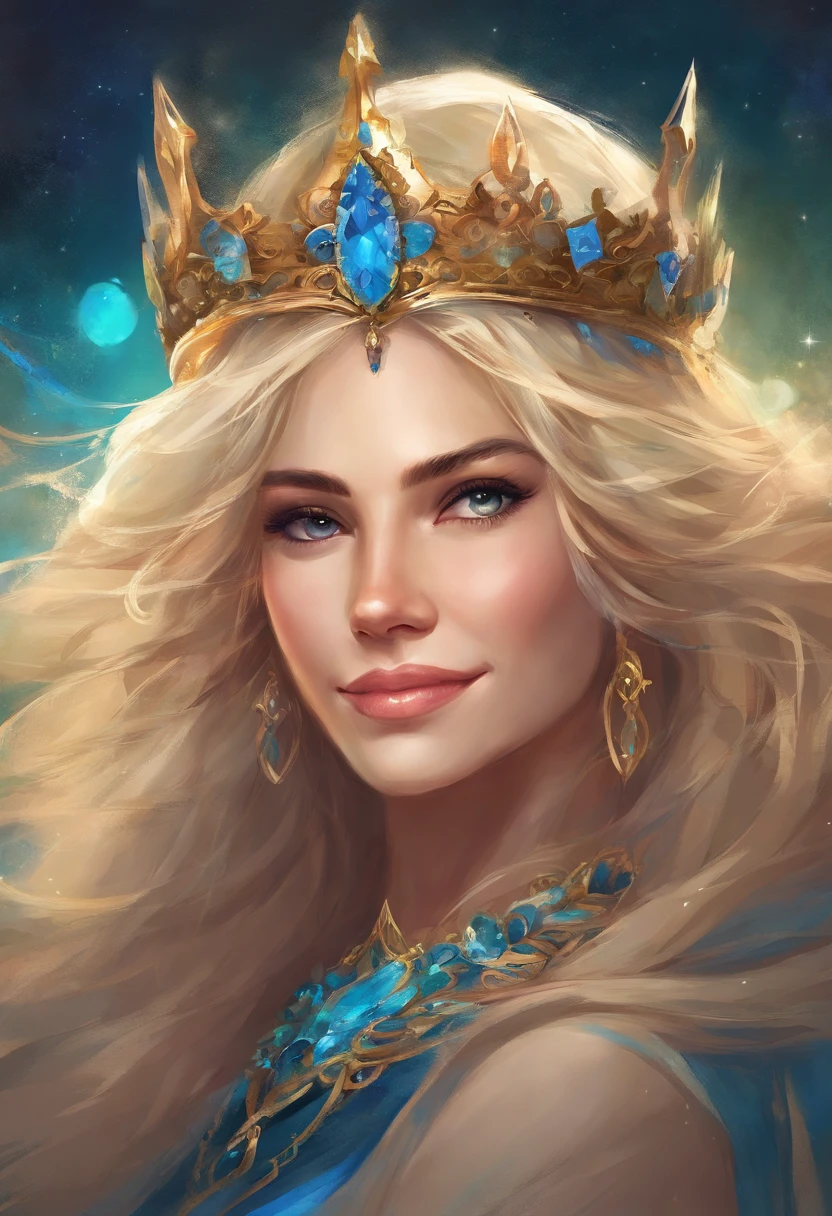 a close up of a card with a woman holding a torch, fantasy card game art, magic the gathering sorceress, collectible card art, mighty plump female sorceress, beautiful sorceress female, epic fantasy card game art, portrait of a female mage, portrait of a sorceress, ig model | artgerm, blonde elvish empress, (Alphonse Mucha style: 1.5)