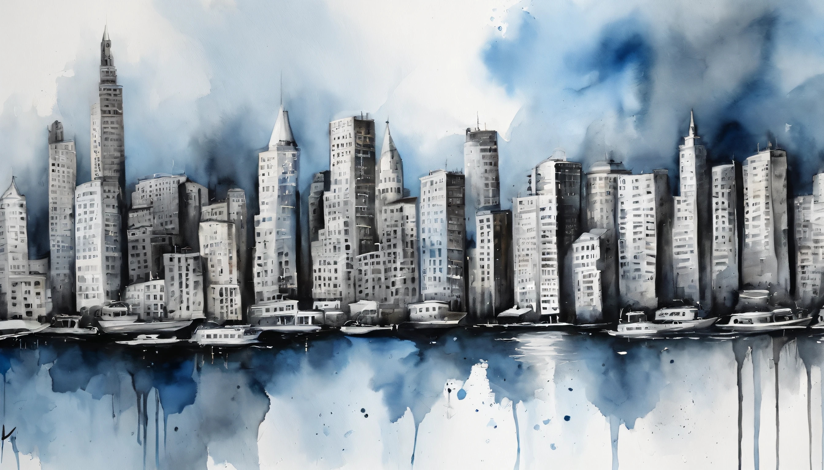 white and black photos of a city with a blue water, in the style of contemporary collage, animated gifs, album covers, fluid, high detailed, yankeecore, relief