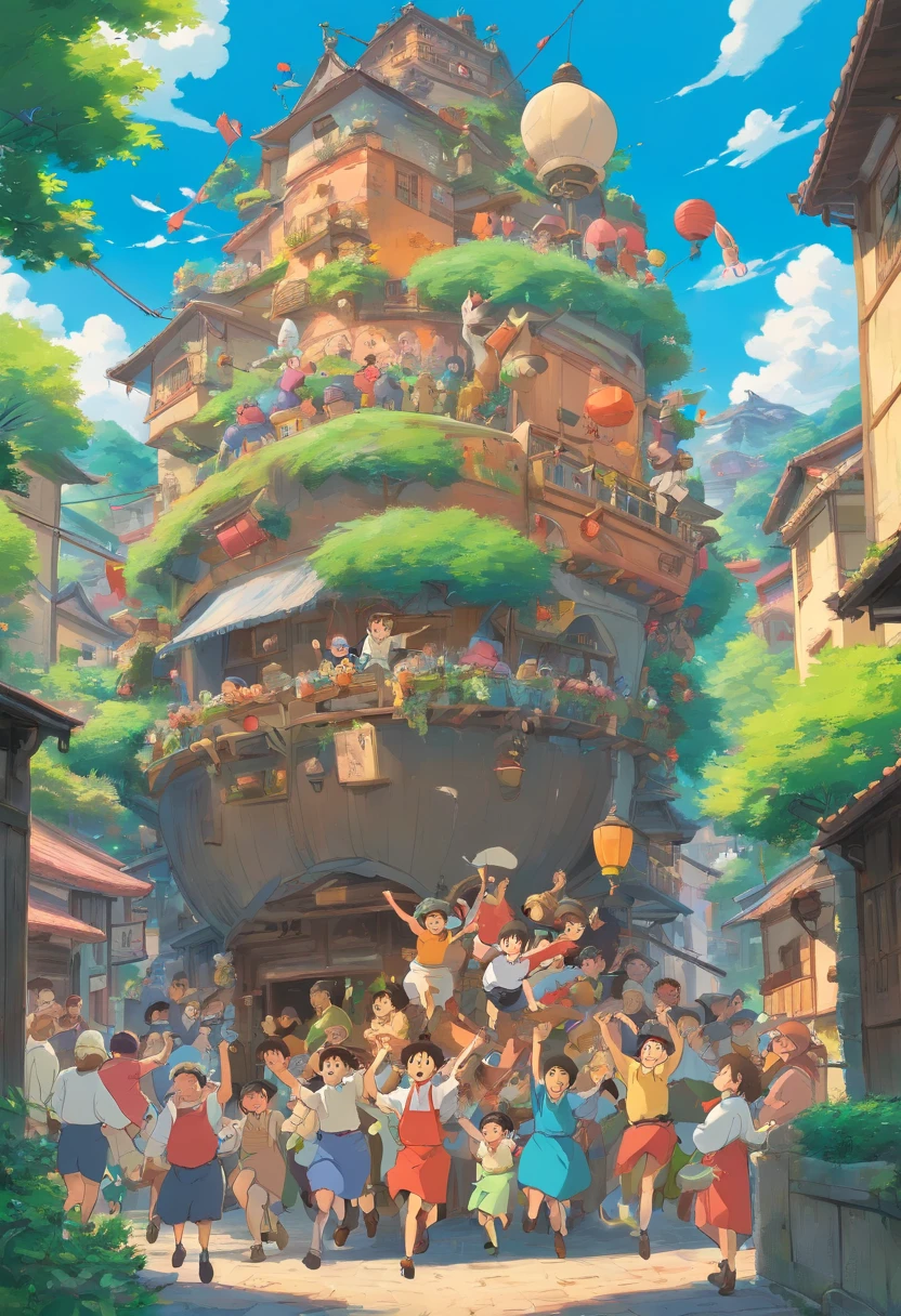 Outdoor Scene，Empty，multiple persons，Someone moves things，Someone talks，Someone piled up，celebrating