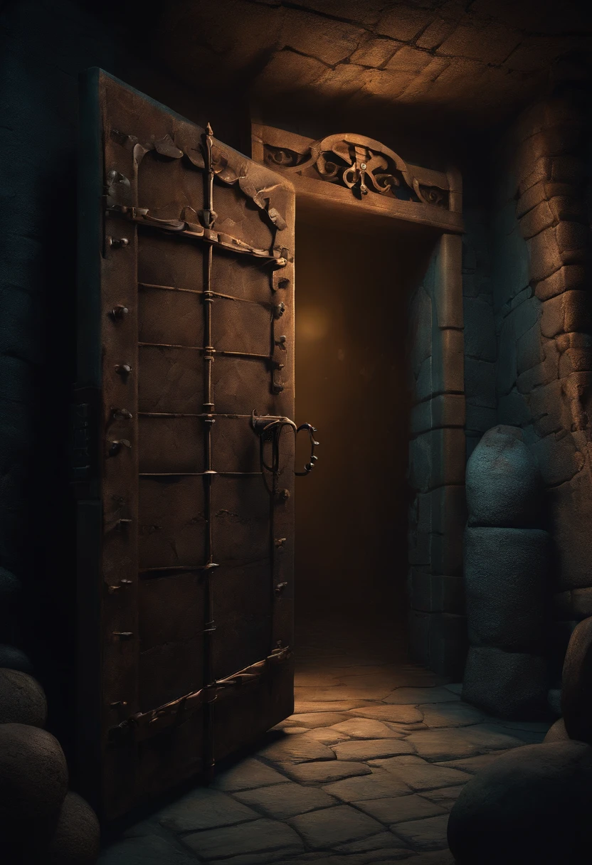 terrifying,The entrance to the dungeon made of refrigerators, absurderes,Creative, 3D Concept Art Design, Disney Pixar animation style, Creative, dark fantasy, Storyboard
