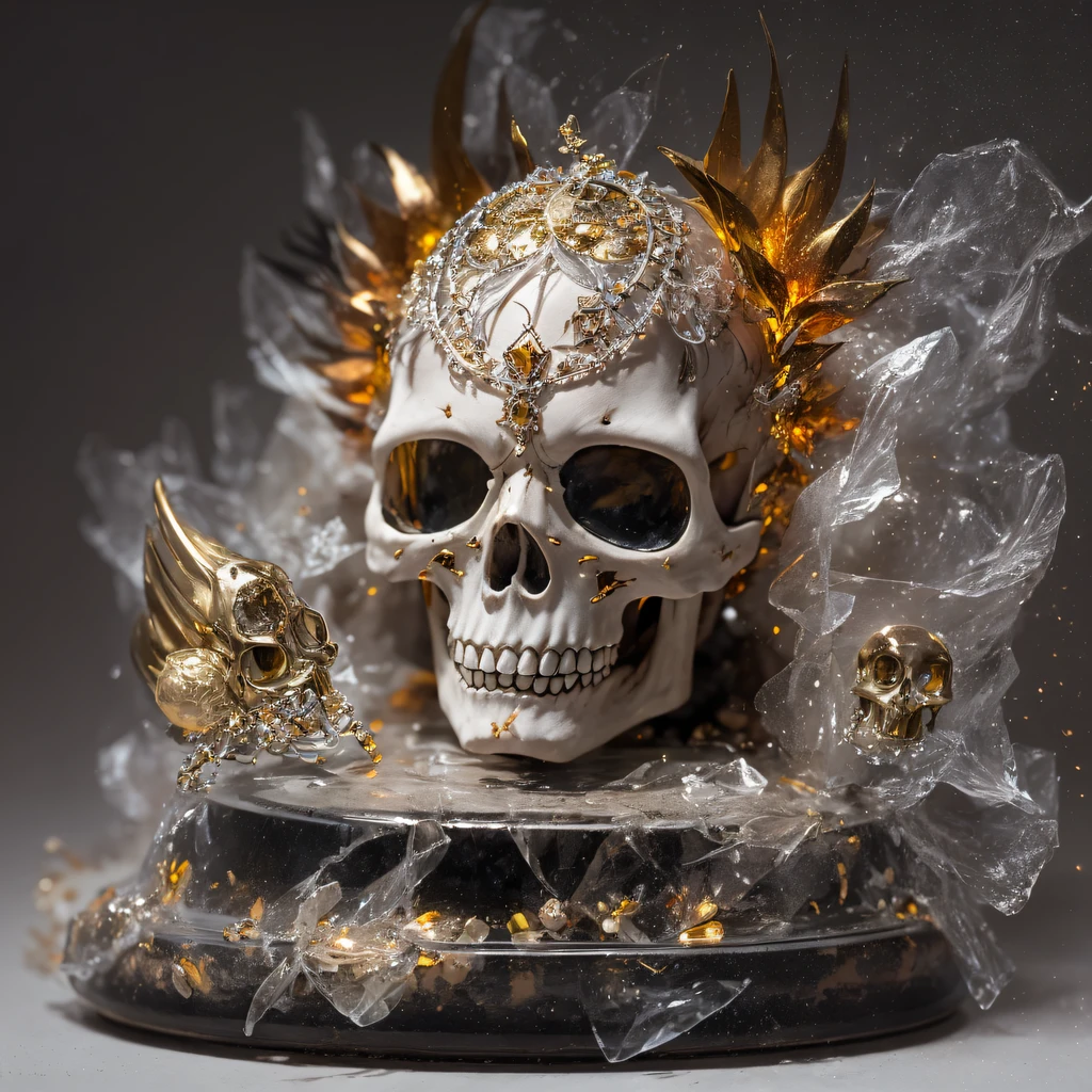 浅橘Skull 32K，Phoenix Immortal Demon Skeleton Realm, Chance encounter with Liu Hanshu,tmasterpiece, Better quality, Still photography,Muppet skeletons，There are terriers，Linen coarse cloth skeleton holding a puppet triceratops skeleton，The animal images are super vivid and cute，sprout，intelligent，Crayon texture light skeleton，200 Creativity，depth of fields,Puppet skeletons with orange-red furry，National style crystal skeleton circle，Flying nine-tailed fat skull flame ethereal toad star，Golden-black damask white rabbit fur bra，Fuchsia pink diamonds, Tulle burgundy diamond shin guard，Red Crystal Skull Explosion 1:900 miniatures，Front view，Pure transparency，Wear boxing gloves，Ice is permeable to gas，Film light and shadow，Panorama ultra-wide angle，extremely happy，The texture of the real person is delicate，Strong visual impact，Hyper-detailing，Dream crystal skeleton，Refined face，prettyeyes，high saturated，Wear reflective sunglasses with a thick gold thread，crystal-clear，Good sense of perspective，Light and shadow effects，16K smooth，The surface is not well lit，Fluttering black hair crystal skeleton，（（Crystal skeleton））