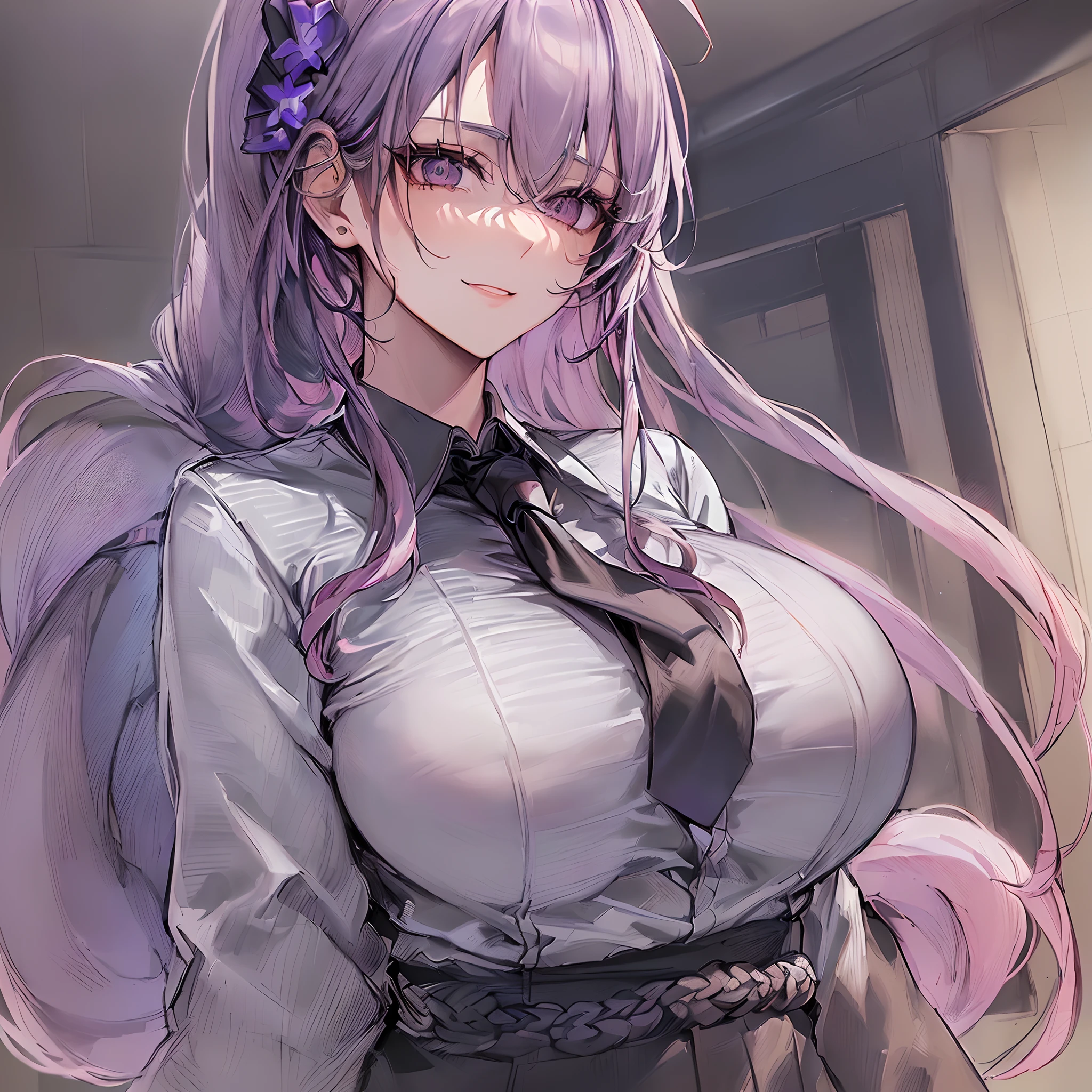 ((masterpiece)), (best quality), beautiful, extremely detailed face, perfect lighting,ultra-detailed,((expressionless)),((cold attitude)),((tsurime)),((tareme)),breasts,((Mature female)),((raiden shogun, long hair, smile, bangs, (big breasts:1.2), (grey eyes:1.2), braid, pink hair, braided ponytail, ringed eyes,
shirt, long sleeves, white shirt, necktie, collared shirt, pants, black pants, formal, suit, black necktie, shirt tucked in, office lady,
Perfect female body,(slim waist),abdominal muscles,linea alba,
1girl, (multiple penises:1.0), (surrounded:1.0), (too_many:1.0), (multiple boys:1.0), face, close-up, on face,,